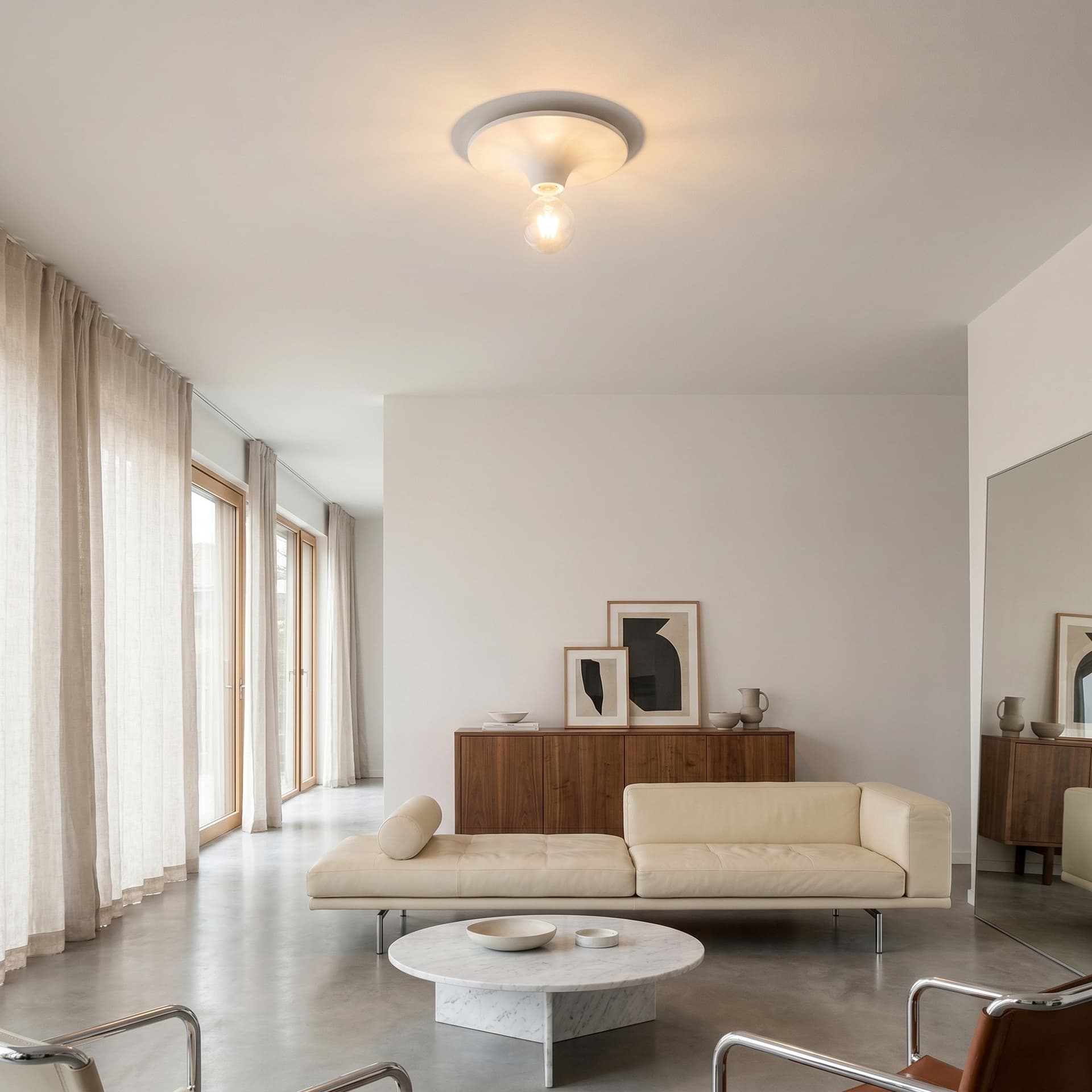 Plafoniera design classico per interni bianca o cromo 1XE27 - 4
