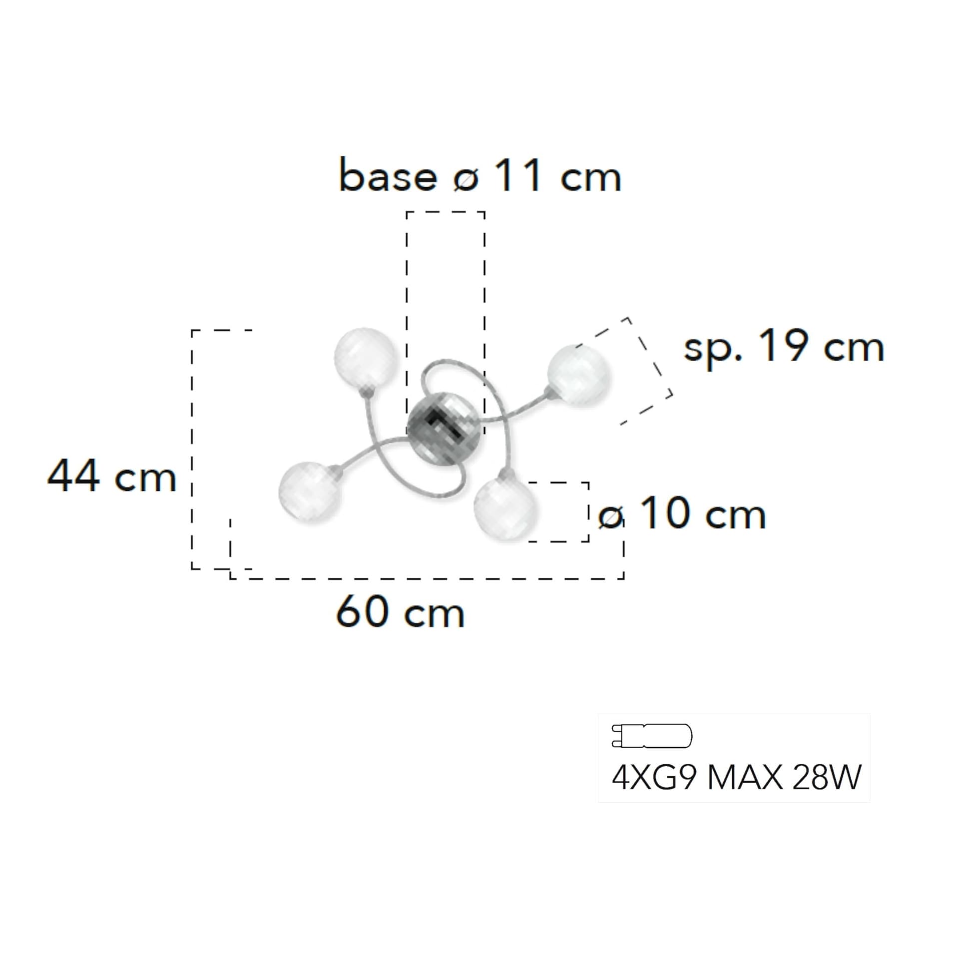 Plafoniera da interno 28W 4XG9 a 4 emissioni cromo POST - 2