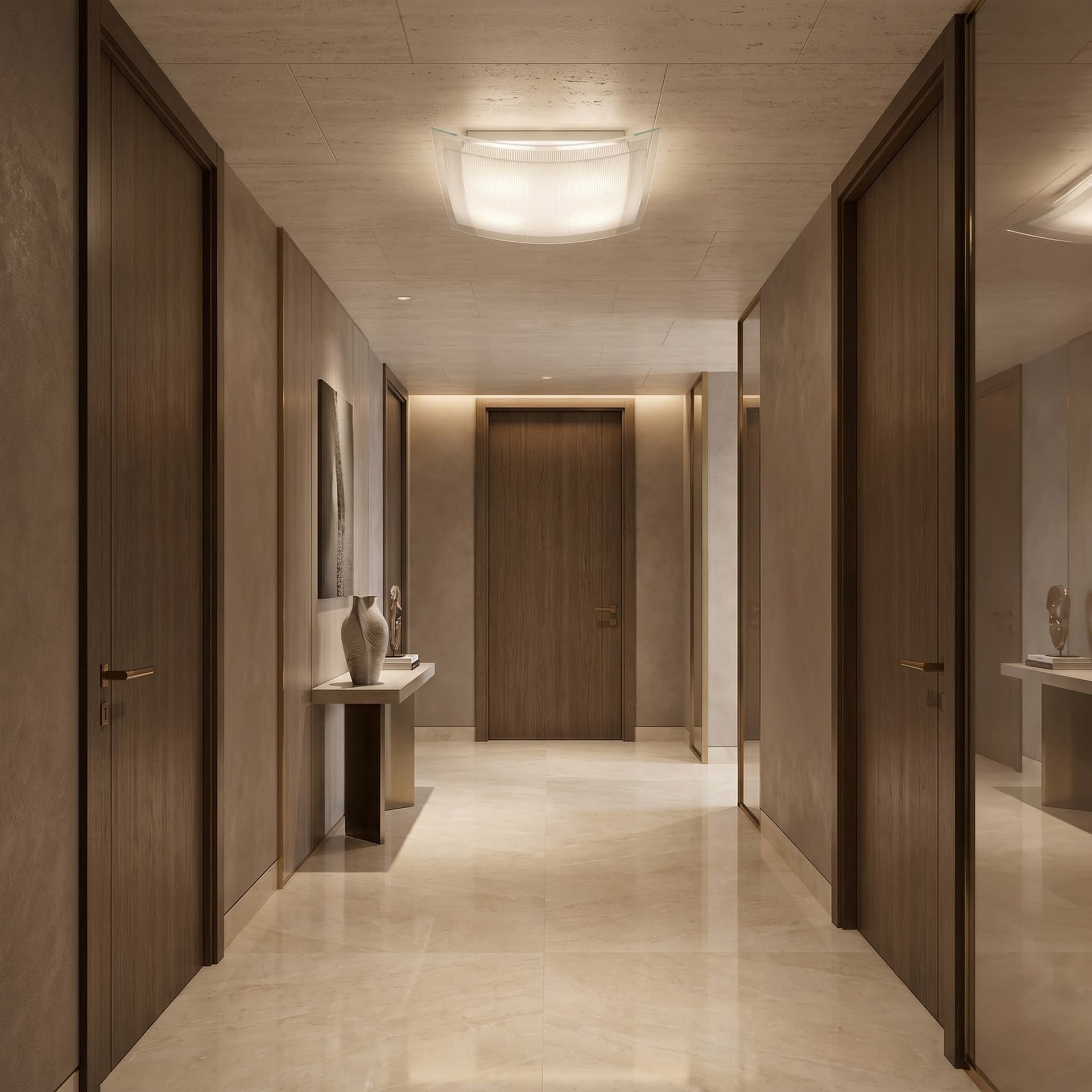 Lampada da soffitto disponibile in 2 misure in Vetro bianco rigato Quadrata 2XE27 3XE27 - 2