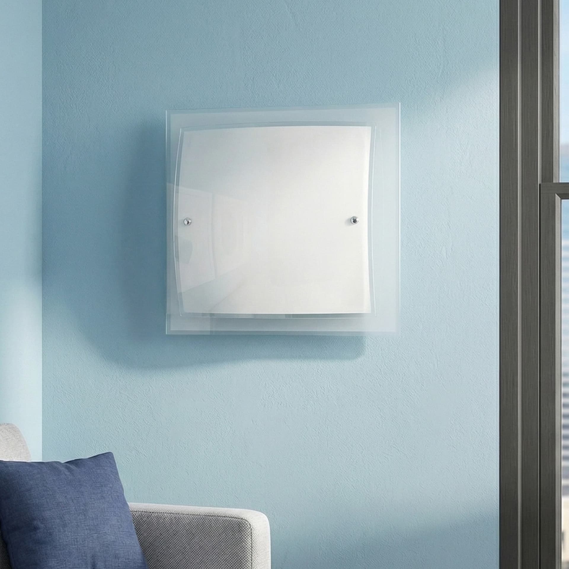 Plafoniera quadra bianca e con doppio vetro trasparente 60 watt E27 - 3