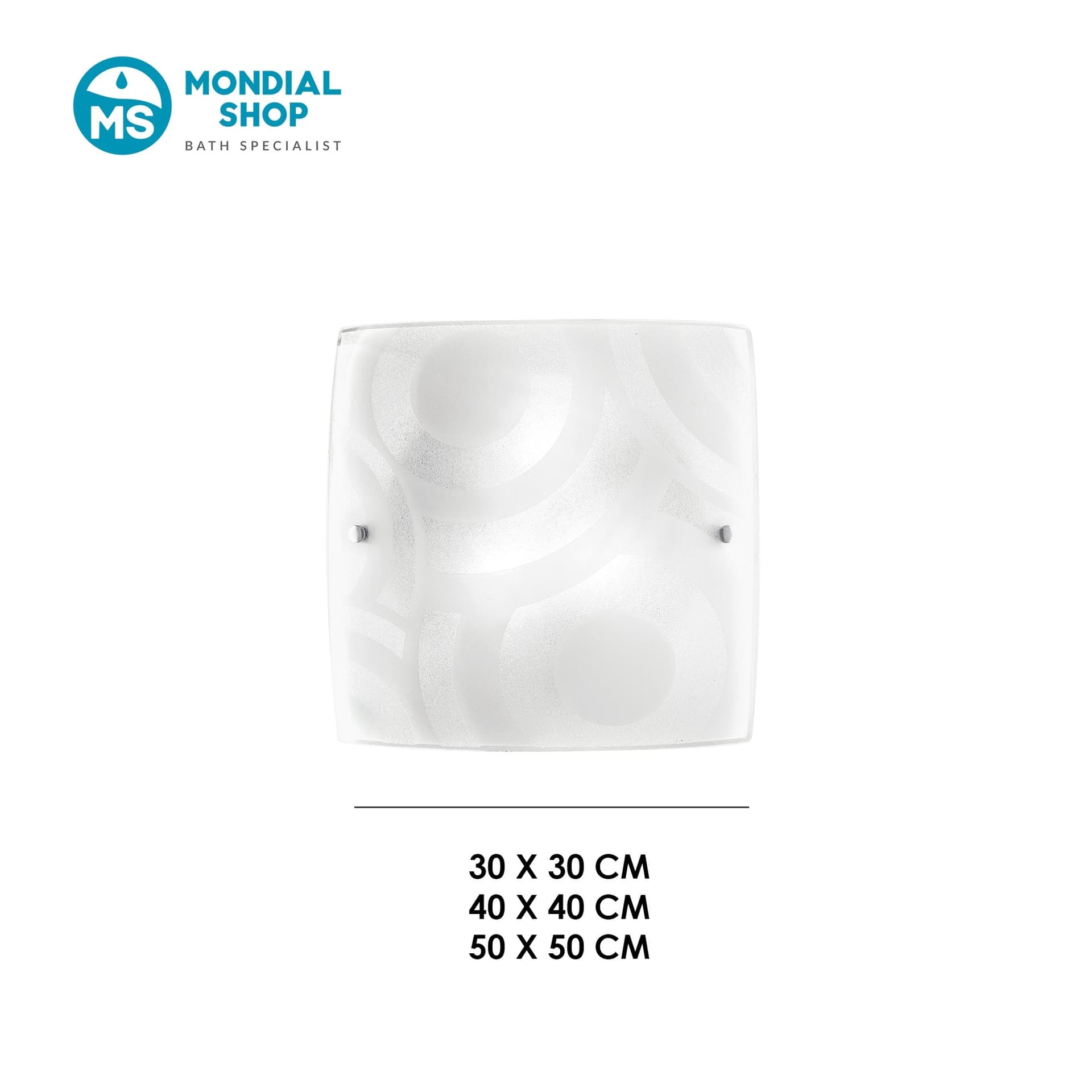 Plafoniera Quadrata Disponibile in 3 dimensioni In vetro graniglia Decoro a cerchi bianco 2X 3X 4XE27 - 3