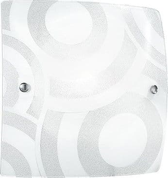 Plafoniera Quadrata Disponibile in 3 dimensioni In vetro graniglia Decoro a cerchi bianco 2X 3X 4XE27 - 5