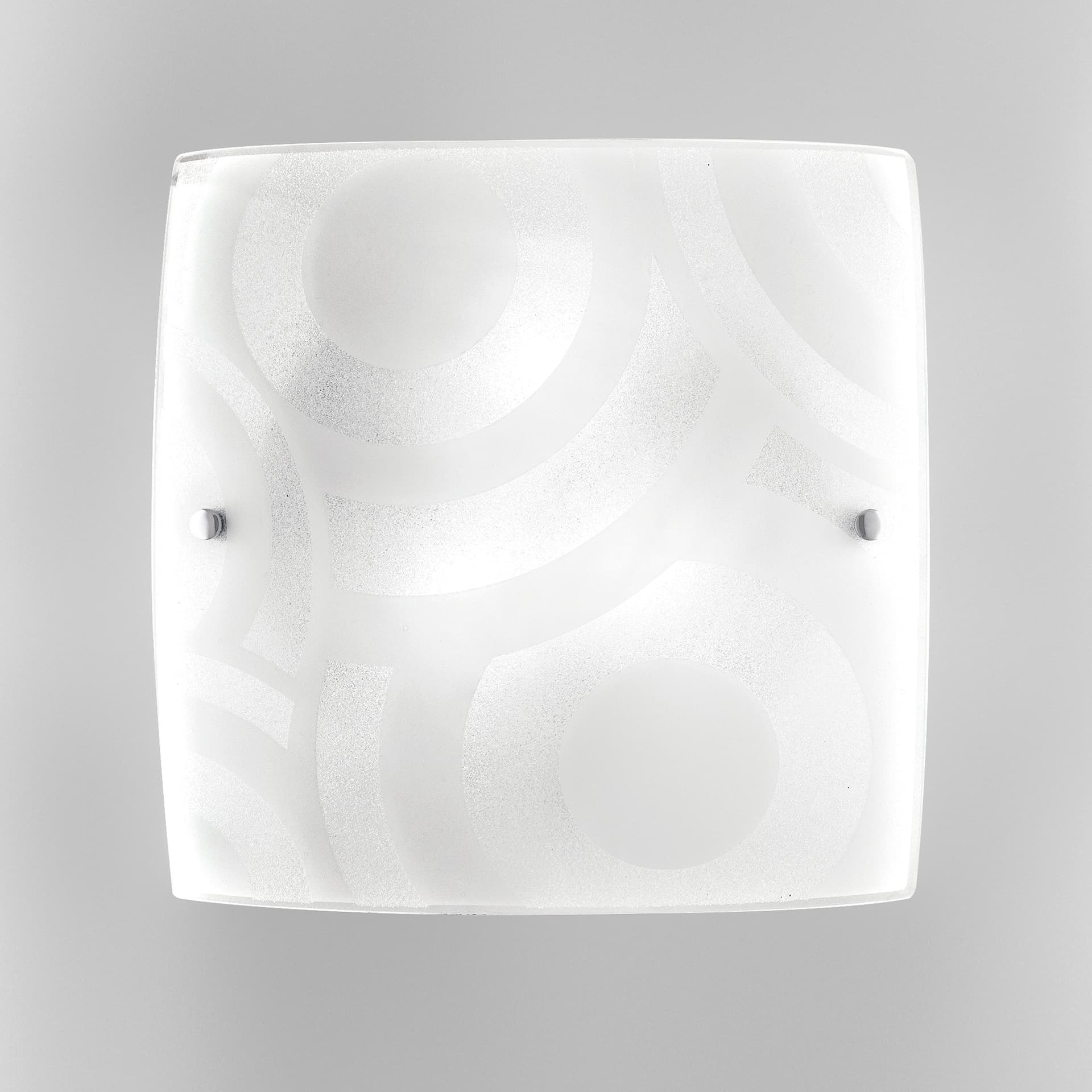 Plafoniera Quadrata Disponibile in 3 dimensioni In vetro graniglia Decoro a cerchi bianco 2X 3X 4XE27 - 7