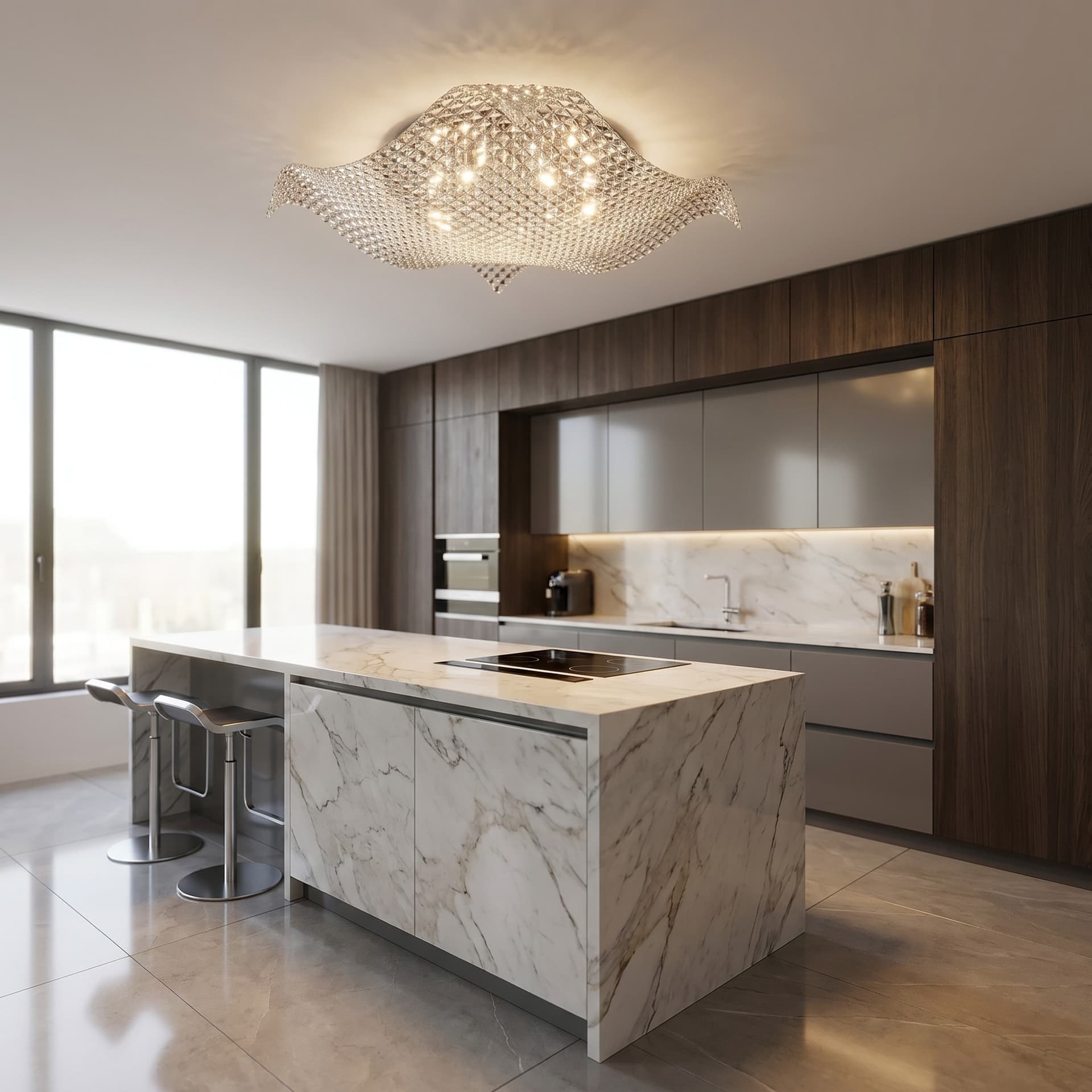 Lampada da Soffitto Per camerette e zone living a Onda con Cristalli pregiati K9 Design luxury 9XG9 - 2