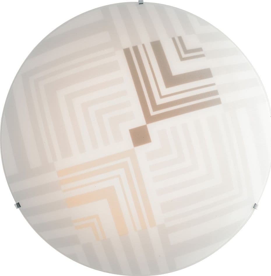 Plafoniera Tonda in vetro bianco Con decoro a frecce Lampada a Soffitto per camere e salotti E27 - 3