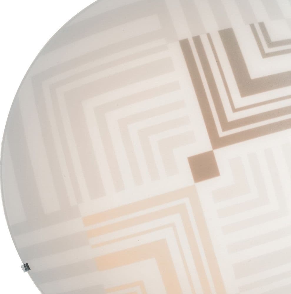 Plafoniera Tonda in vetro bianco Con decoro a frecce Lampada a Soffitto per camere e salotti E27 - 4