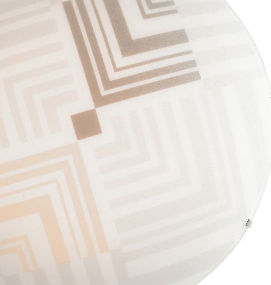 Plafoniera Tonda in vetro bianco Con decoro a frecce Lampada a Soffitto per camere e salotti E27 - 5
