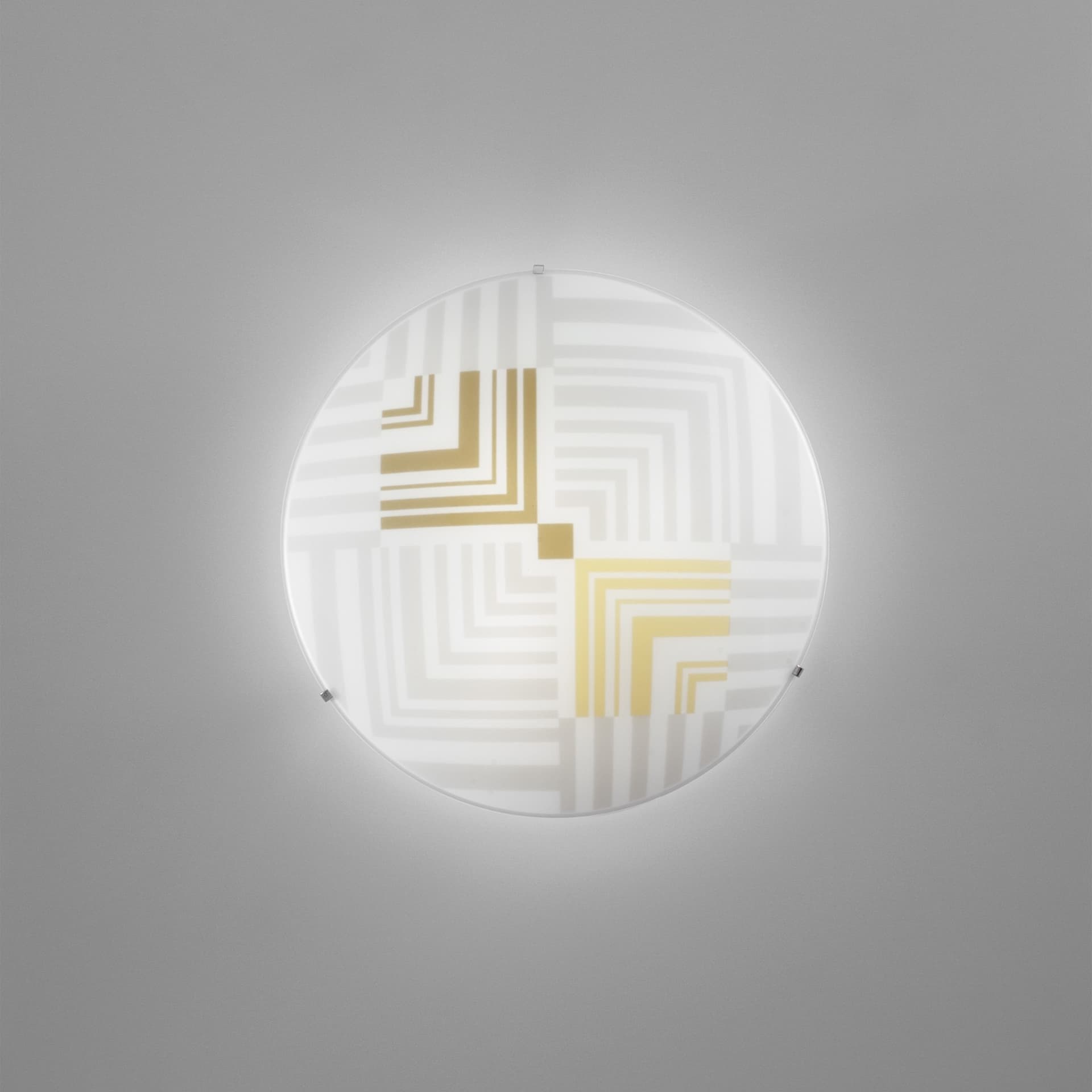 Plafoniera Tonda in vetro bianco Con decoro a frecce Lampada a Soffitto per camere e salotti E27 - 7