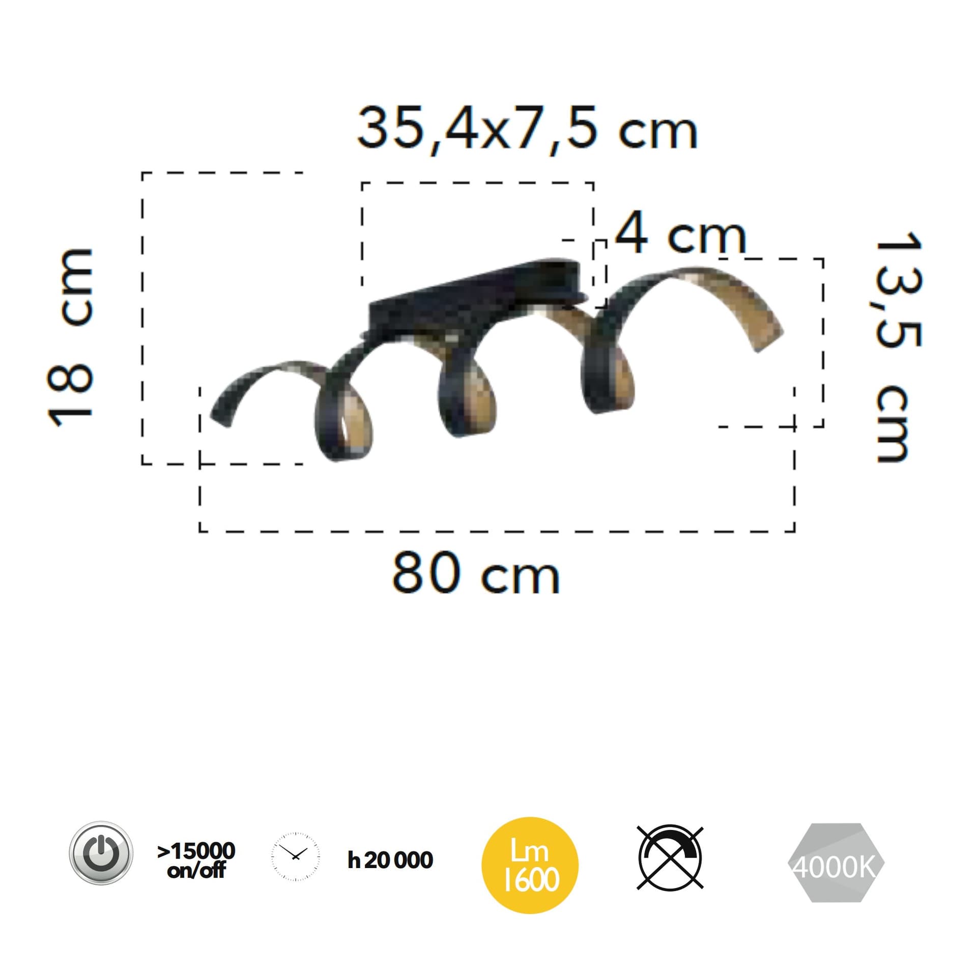 Plafoniera Moderna LED a spirale Nera o Bianca 20W - 6