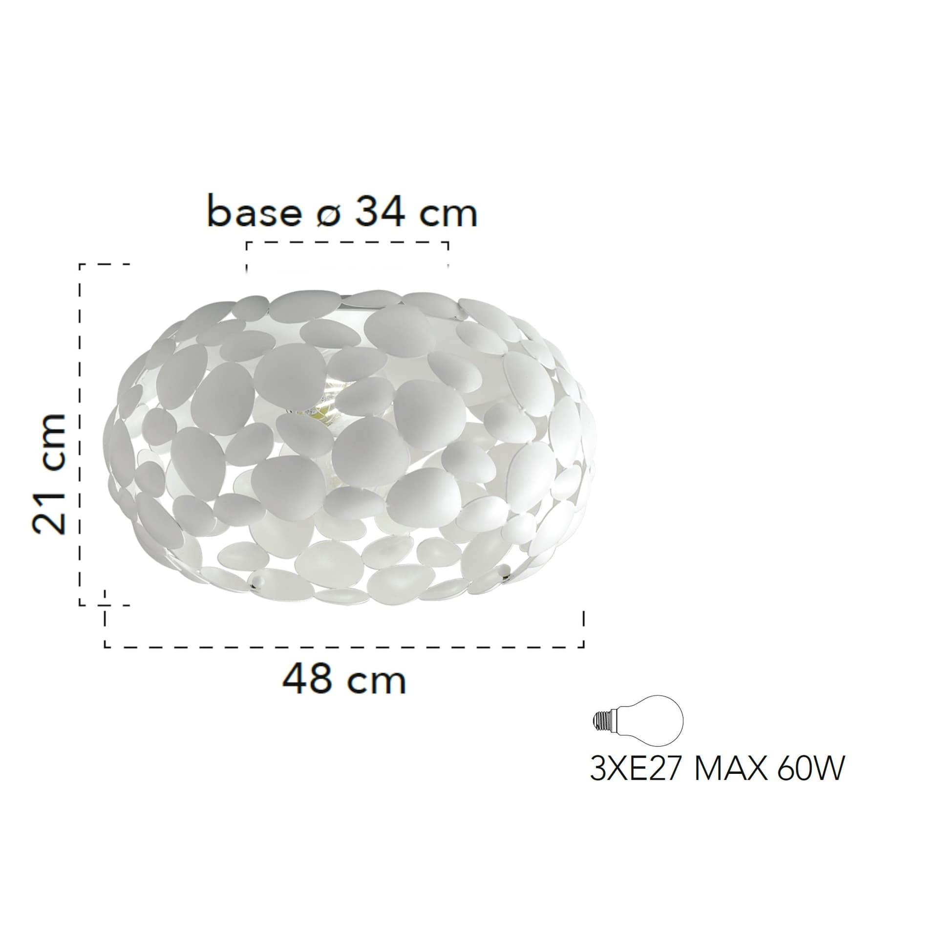 Plafoniera da interno 60W 3XE27 diametro 48cm bianca GRAPE - 2