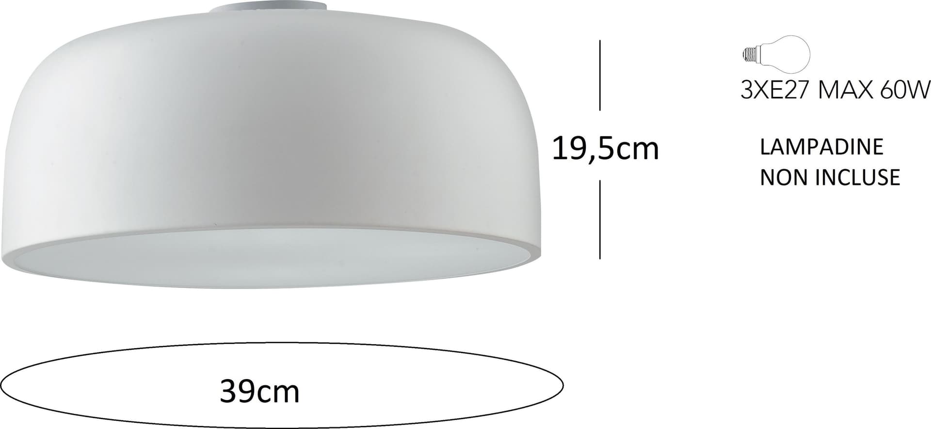 Plafoniera Lampada da soffitto  BISTROT design moderno bianca 3x E27 - 2