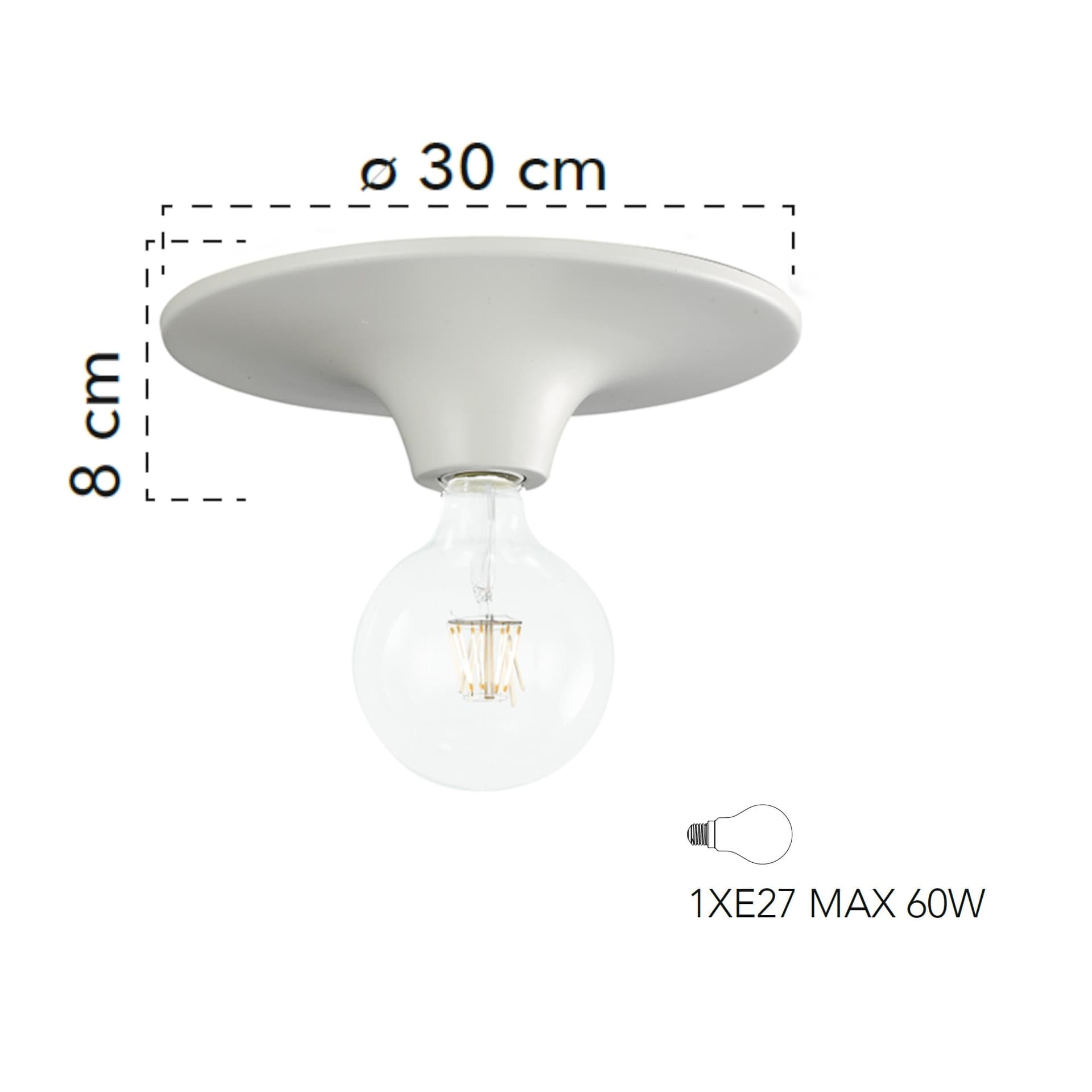 Plafoniera a soffitto per interno 60W E27 diametro 30cm bianca VISION - 2