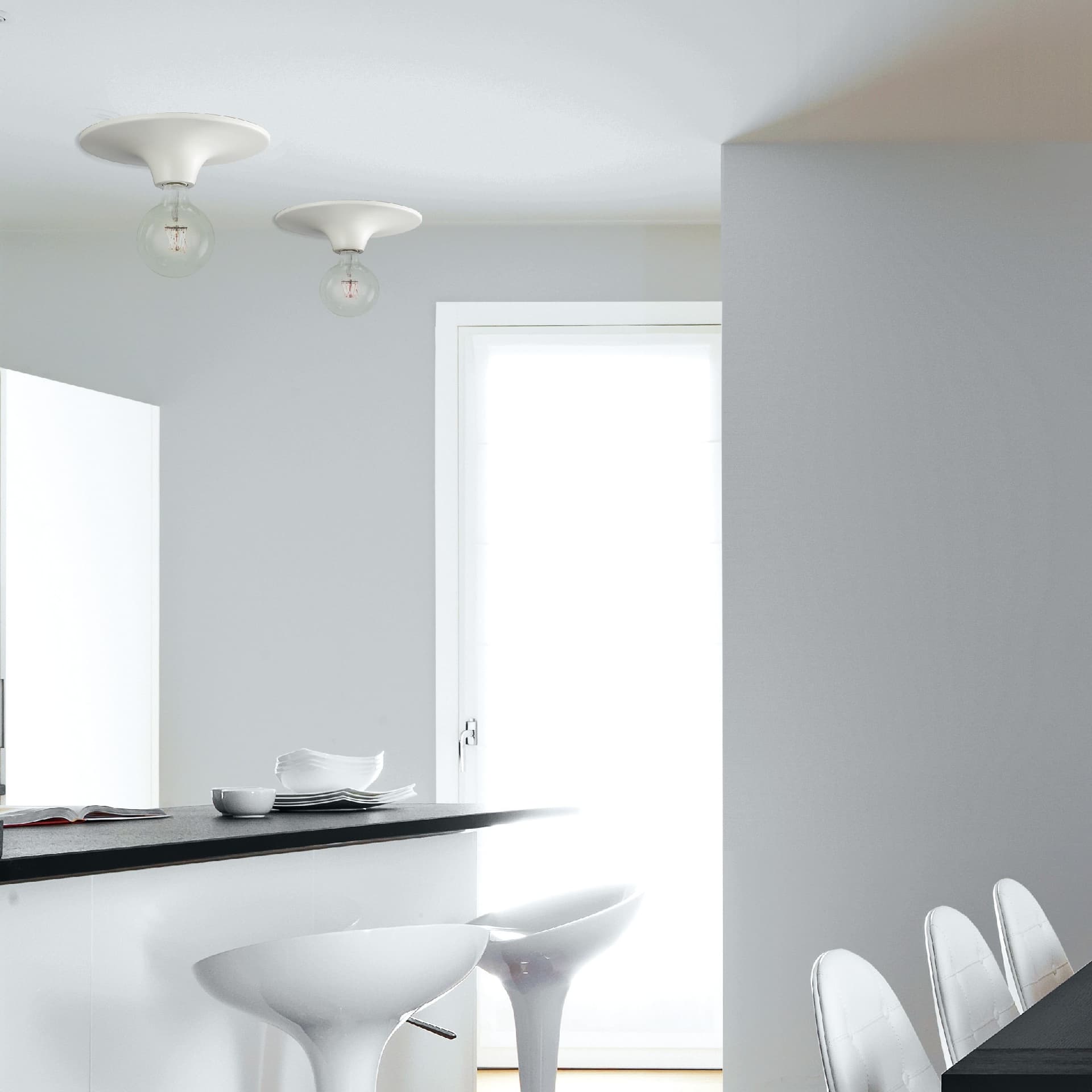 Plafoniera a soffitto per interno 60W E27 diametro 30cm bianca VISION - 3