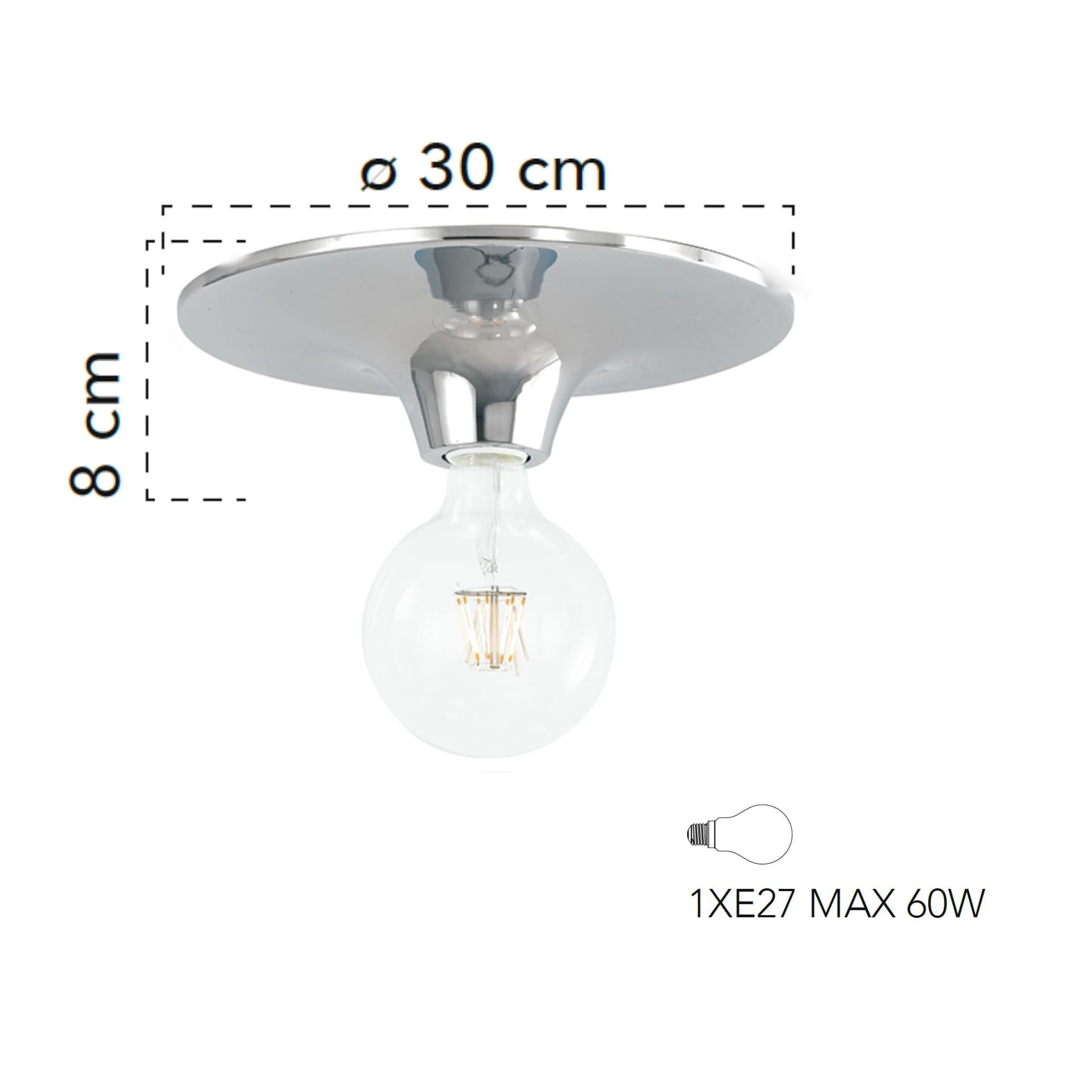 Plafoniera a soffitto per interno 60W E27 diametro 30cm cromo VISION - 2