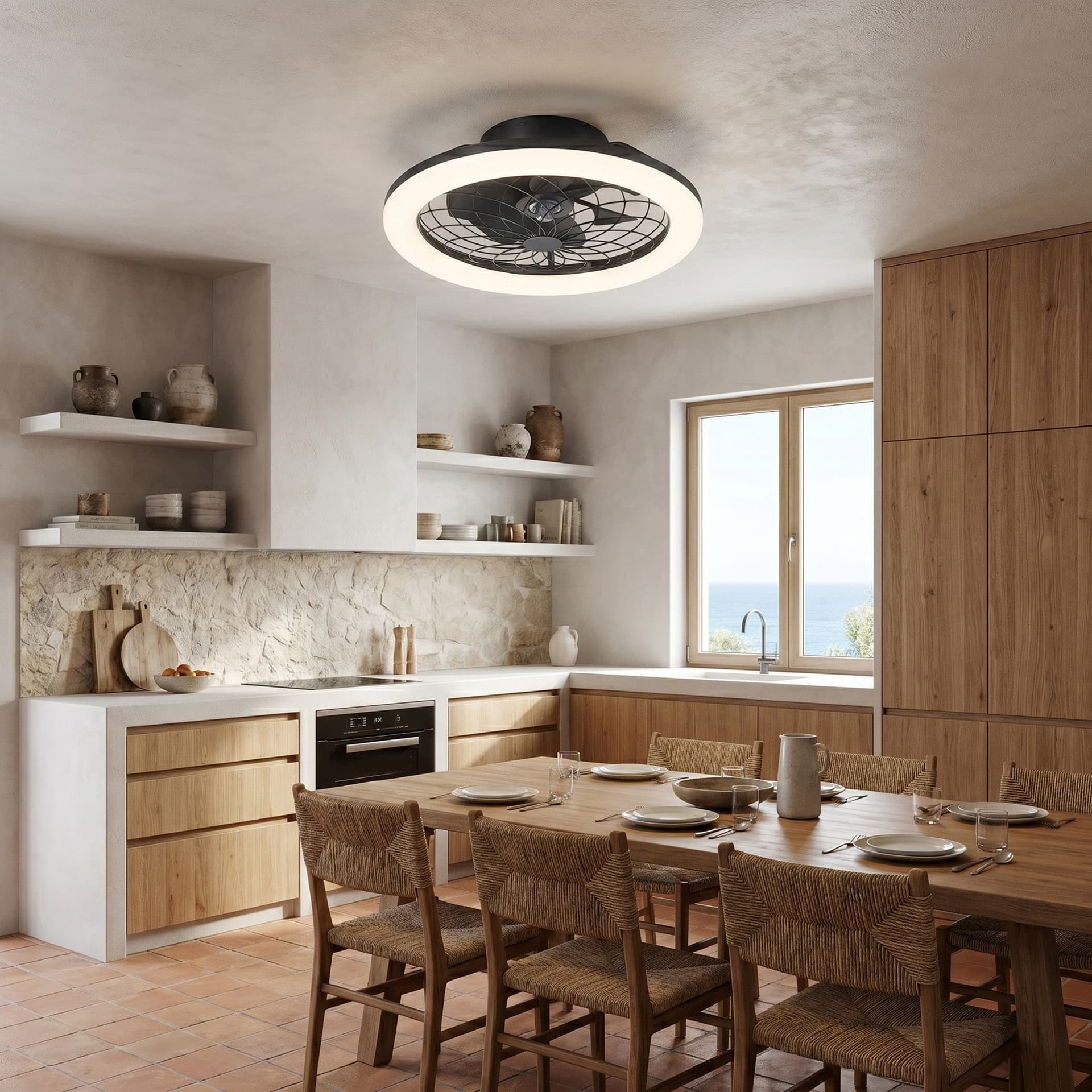 Plafoniera LED con Ventilatore e Telecomando Bianco o Nero - 2