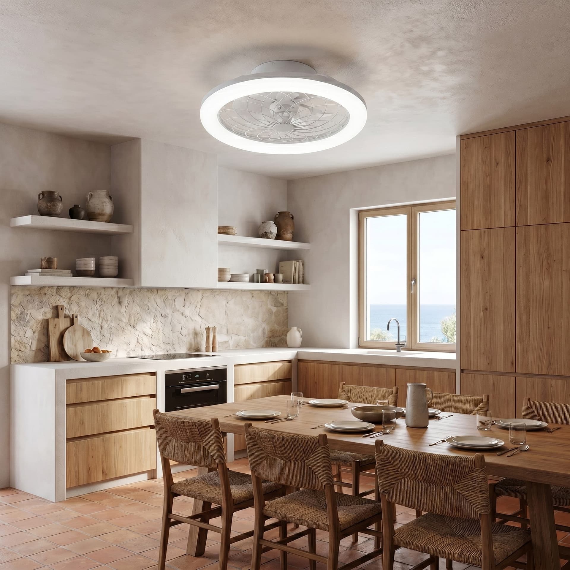 Plafoniera LED con Ventilatore e Telecomando Bianco o Nero - 5