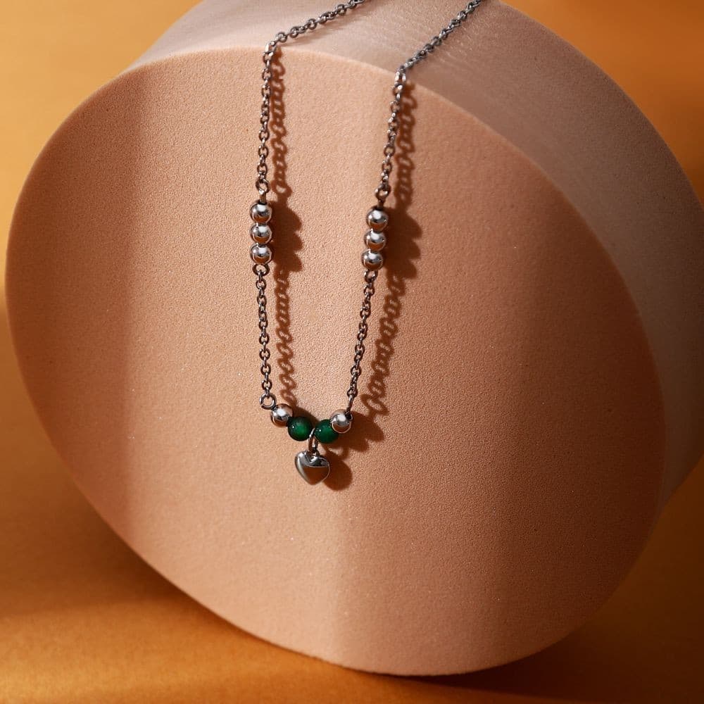 Morellato Talismani – Collana Donna Acciaio con Agata Verde e Cuore (SAIX20) - 4