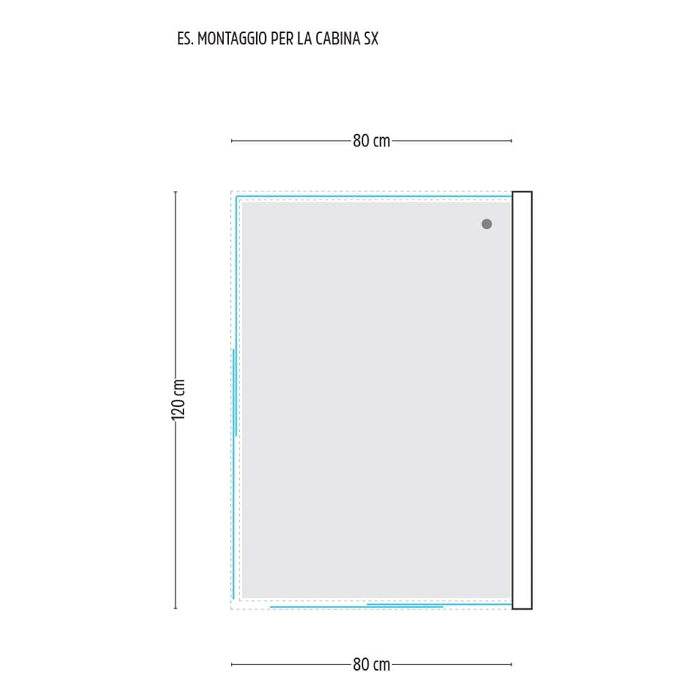 Ogomondo Box Cabina Doccia Corner 3 Lati Serigrafato 80x120x80 Sinistro + Piatto Doccia Acrilico - 4