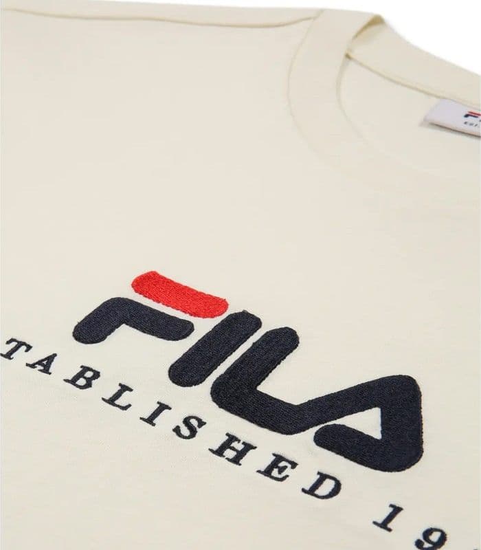 T-shirt Uomo Fila Valsera Regular Logo 100% Cotone, Maglietta Girocollo Maniche Corte Egret - 3