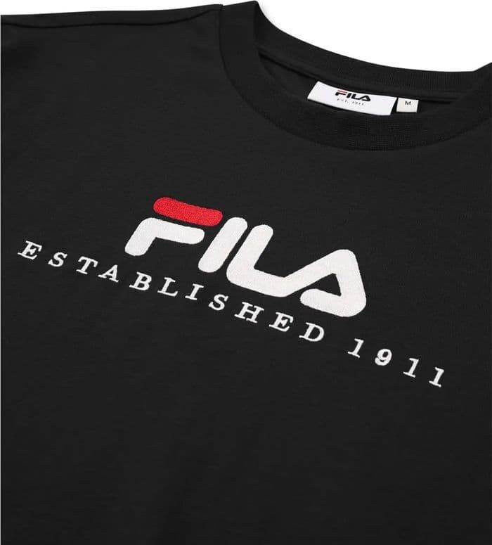 T-shirt Uomo Fila Valsera Regular Logo 100% Cotone, Maglietta Girocollo Maniche Corte Nero - 2