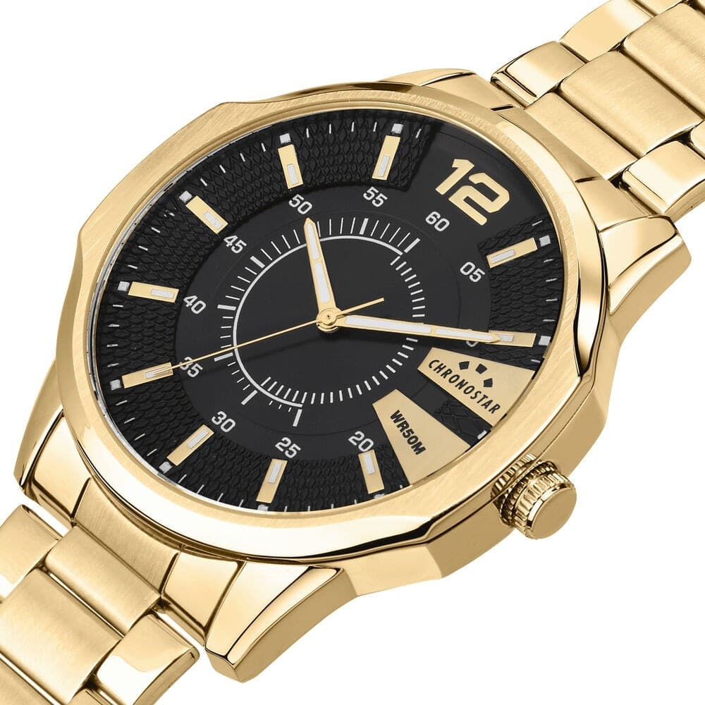 Chronostar Brave – Orologio Uomo Acciaio Oro con Datario (R3753115002) - 3