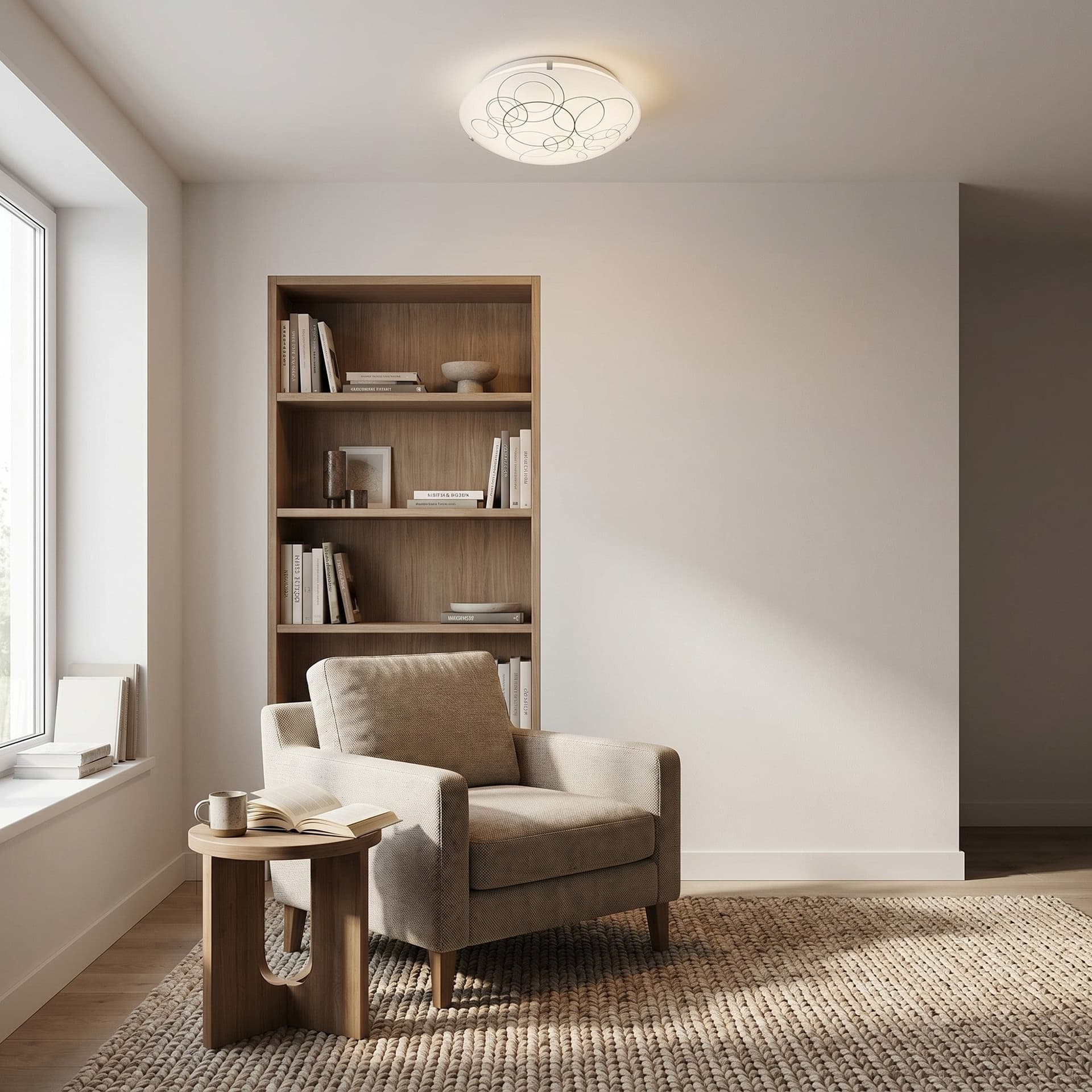 Plafoniera in Vetro Bianco con decori Neri In varie misure - 3