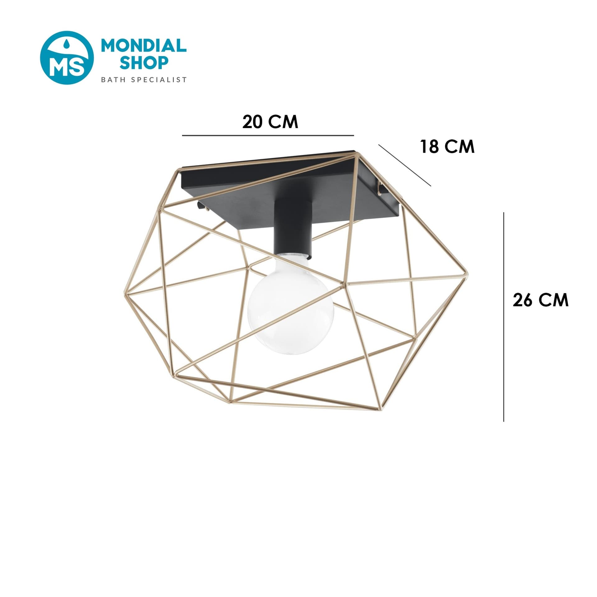Plafoniera da interno per soffitto design moderno disponibile in Bianco o Nero e Oro 1XE27 - 2