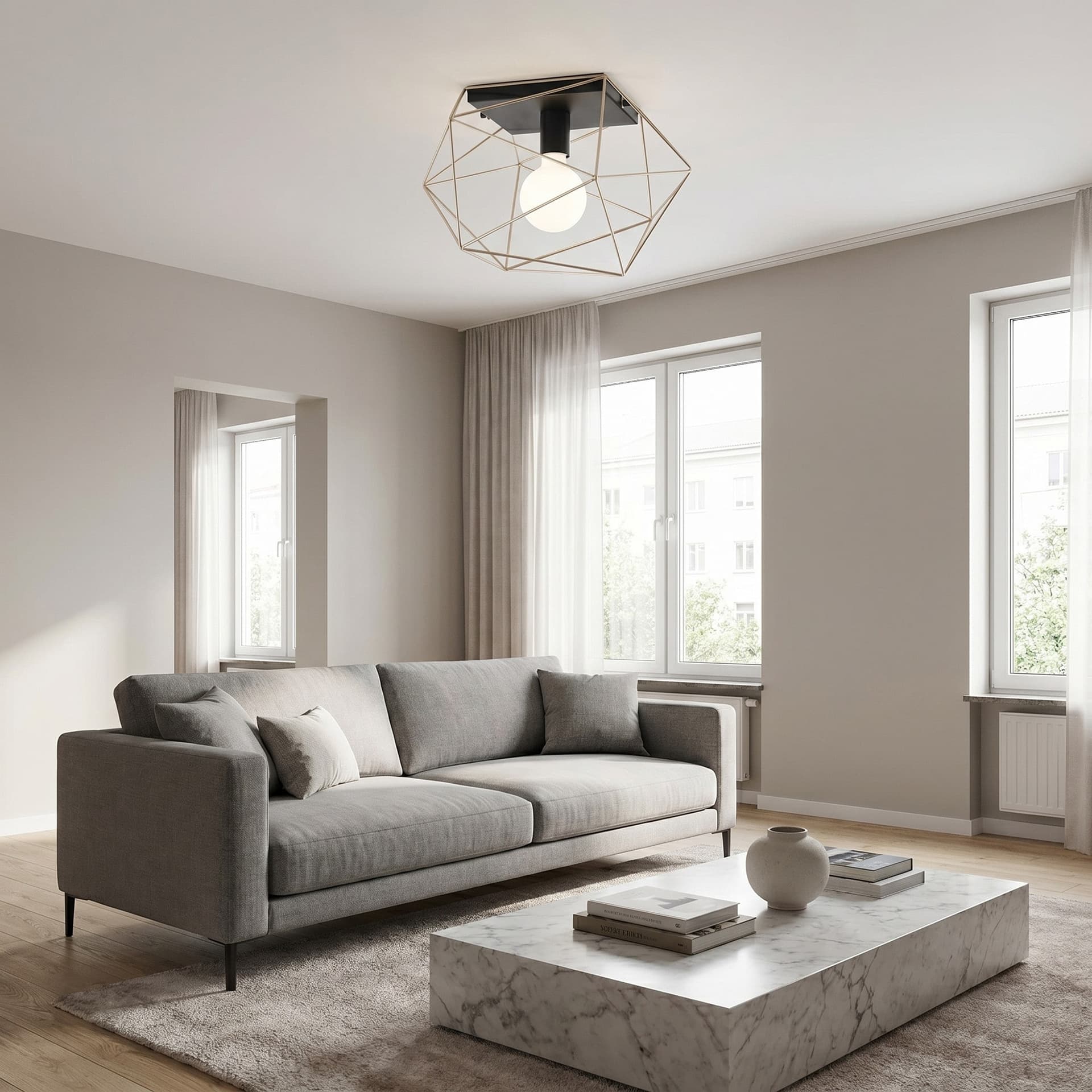 Plafoniera da interno per soffitto design moderno disponibile in Bianco o Nero e Oro 1XE27 - 6