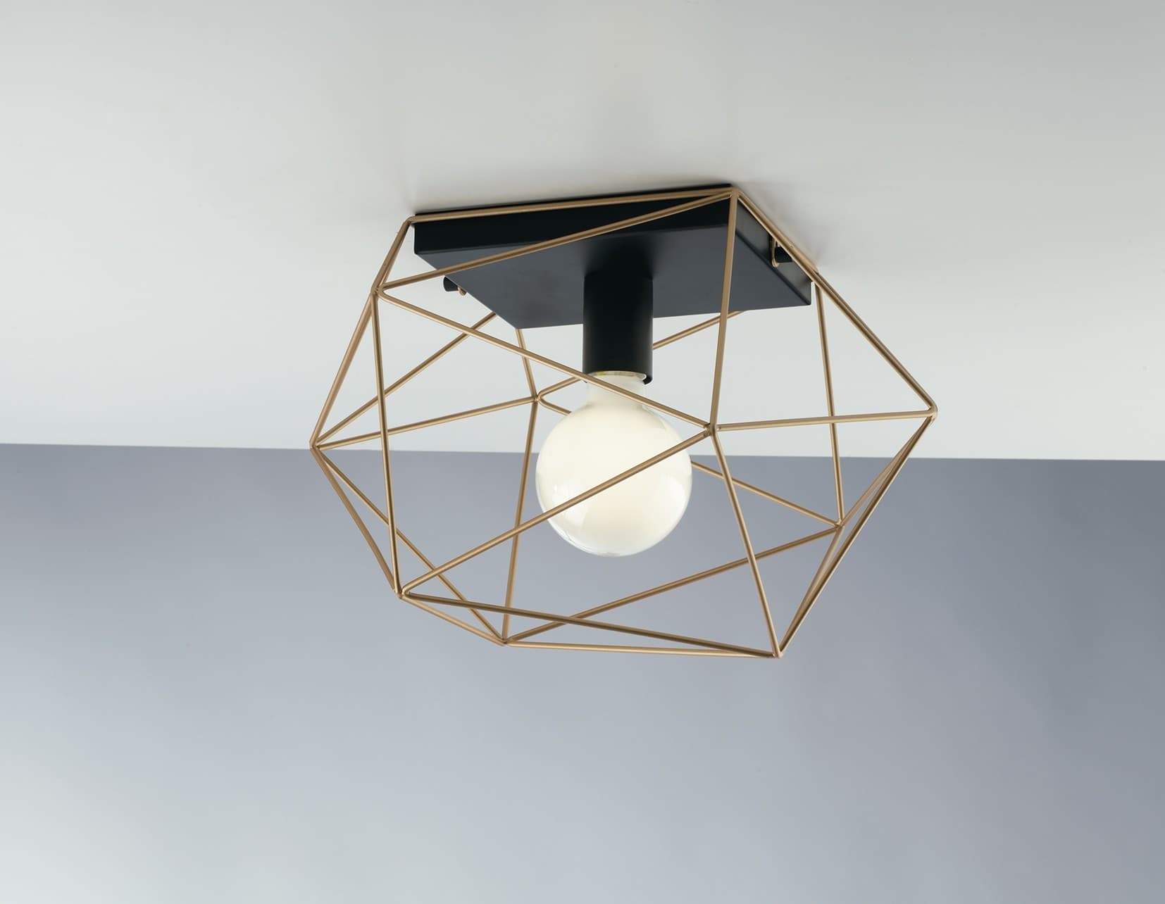 Plafoniera da interno per soffitto design moderno disponibile in Bianco o Nero e Oro 1XE27 - 9