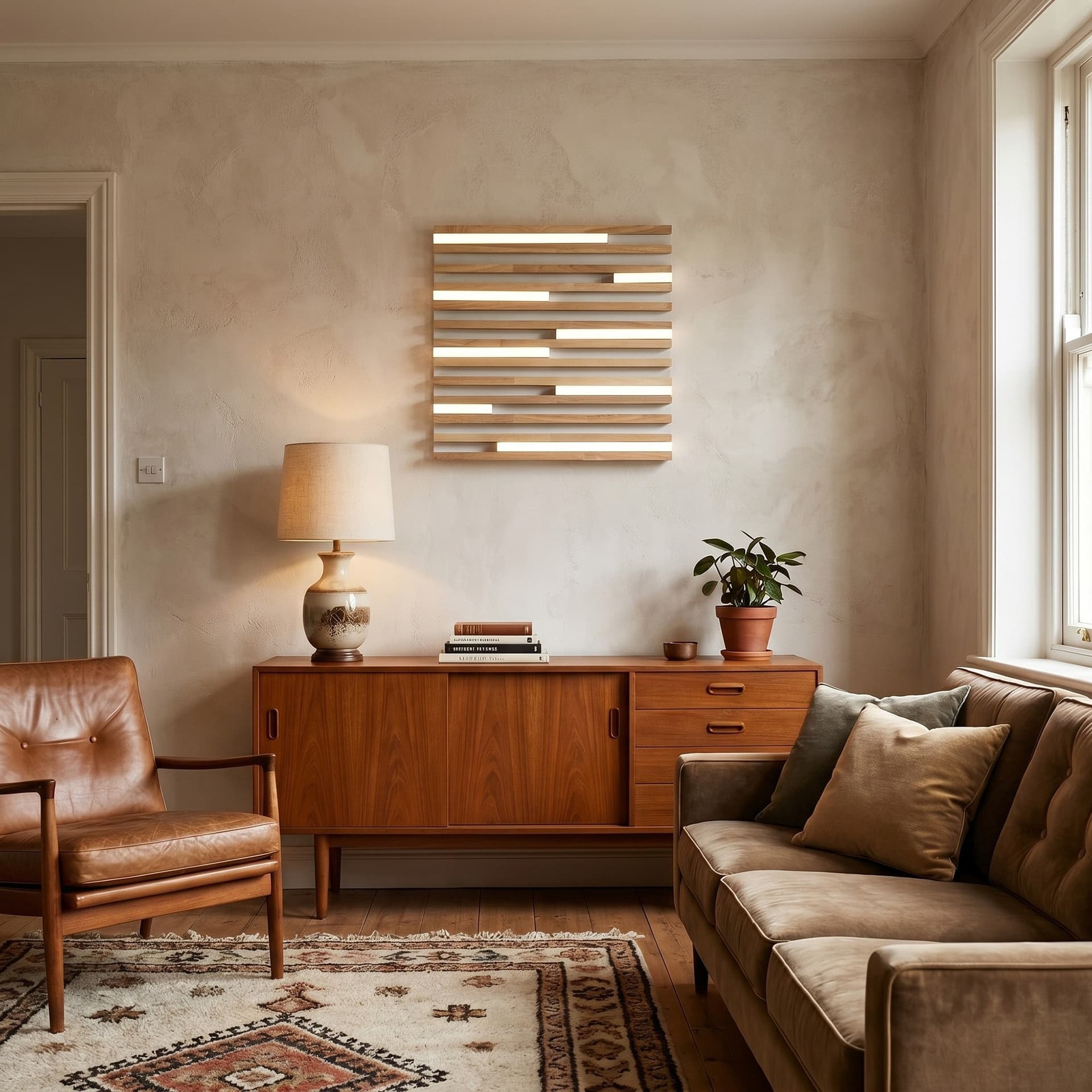 Plafoniera LED in Legno d'Acero o Rovere Bianca o Nera 24W - 1