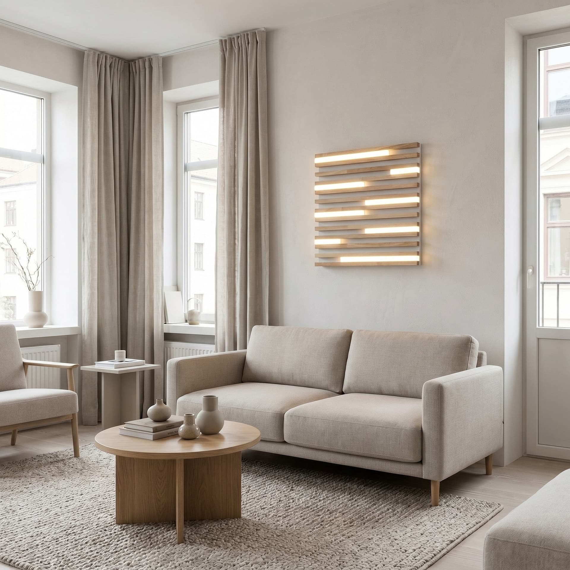 Plafoniera LED in Legno d'Acero o Rovere Bianca o Nera 24W - 2