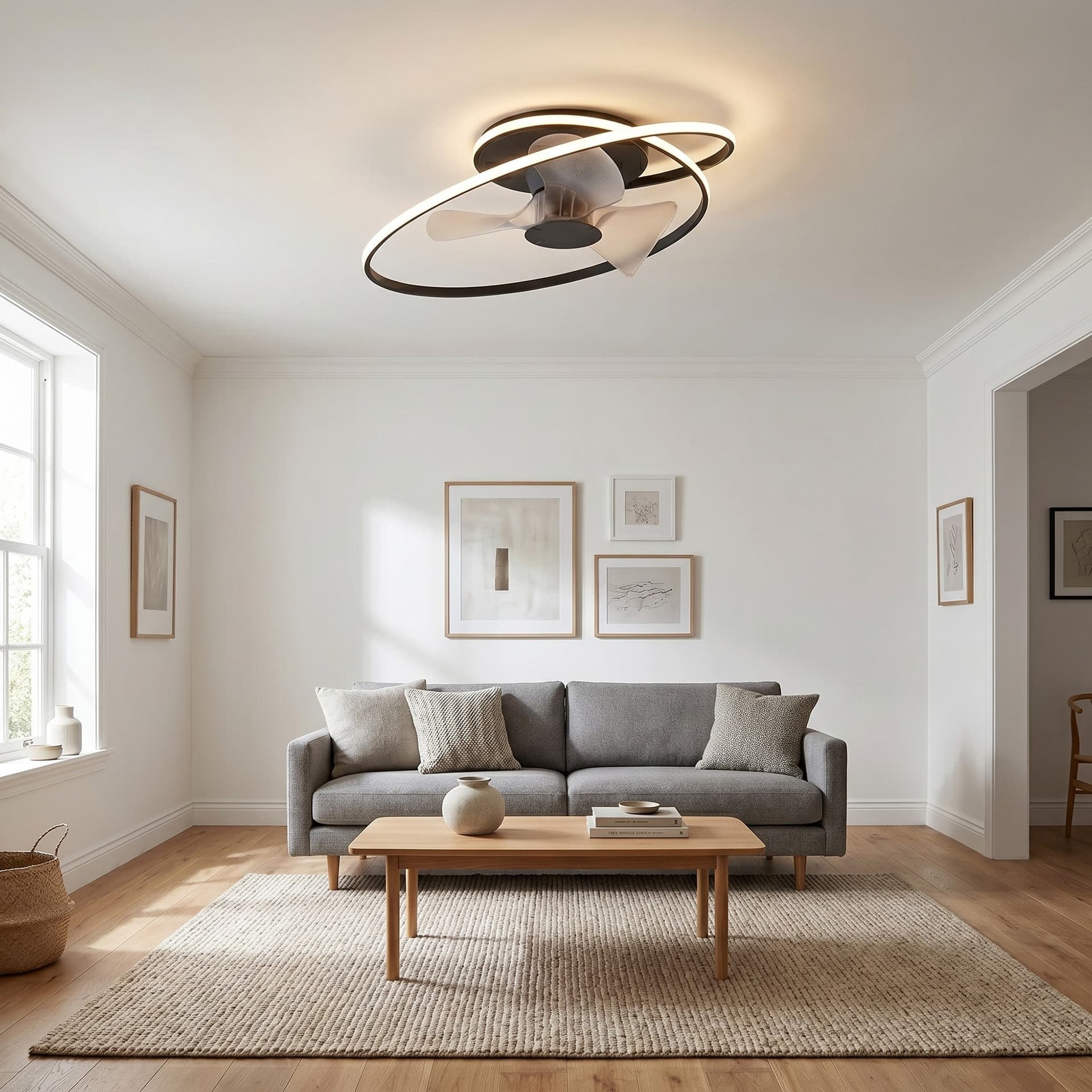 Plafoniera Moderna LED 60W con Ventilatore Bianco o Nero - 1
