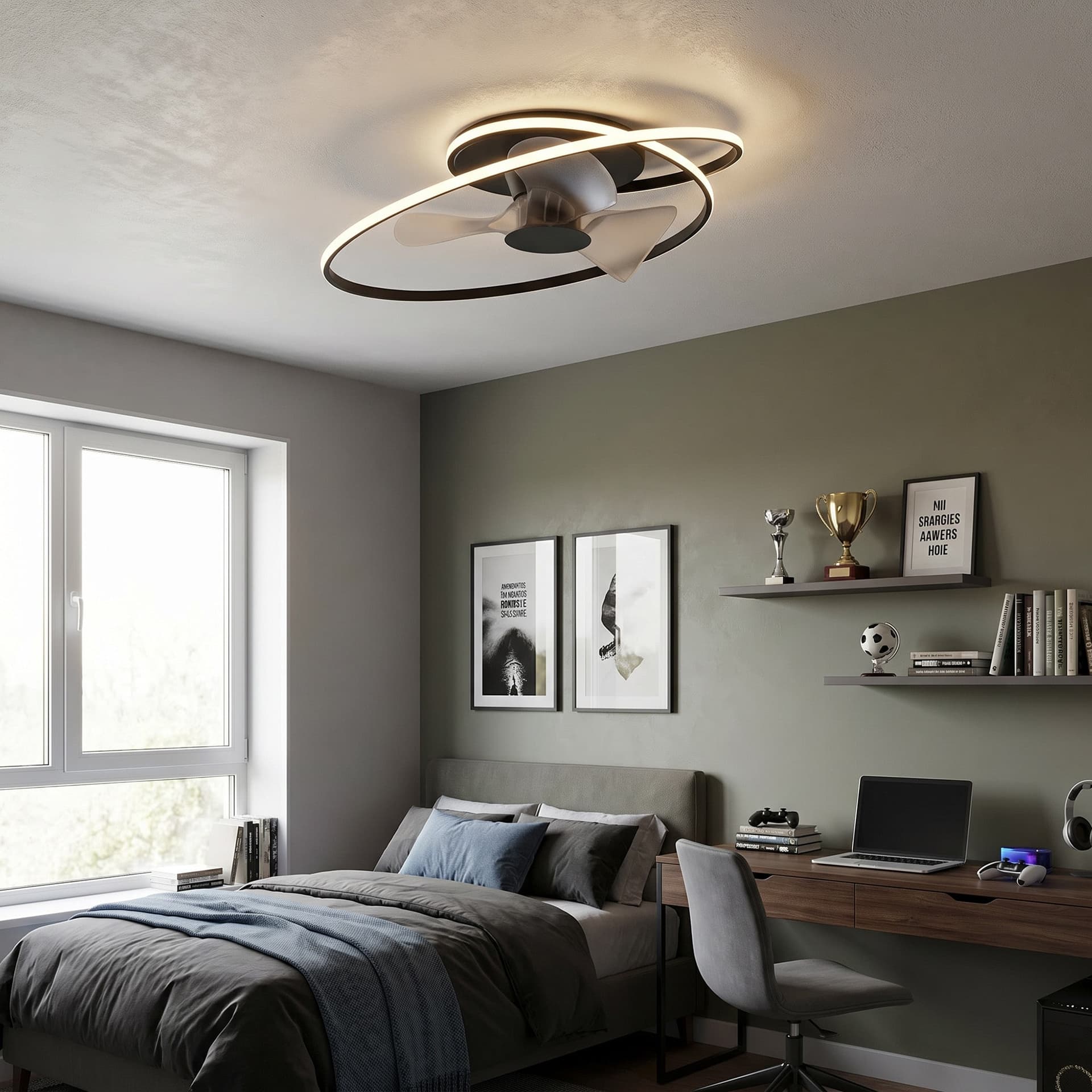 Plafoniera Moderna LED 60W con Ventilatore Bianco o Nero - 2