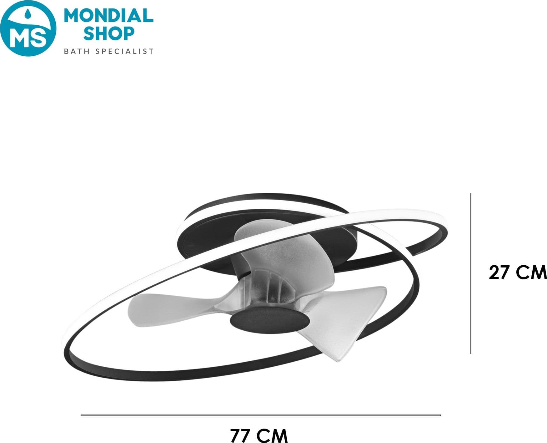 Plafoniera Moderna LED 60W con Ventilatore Bianco o Nero - 3
