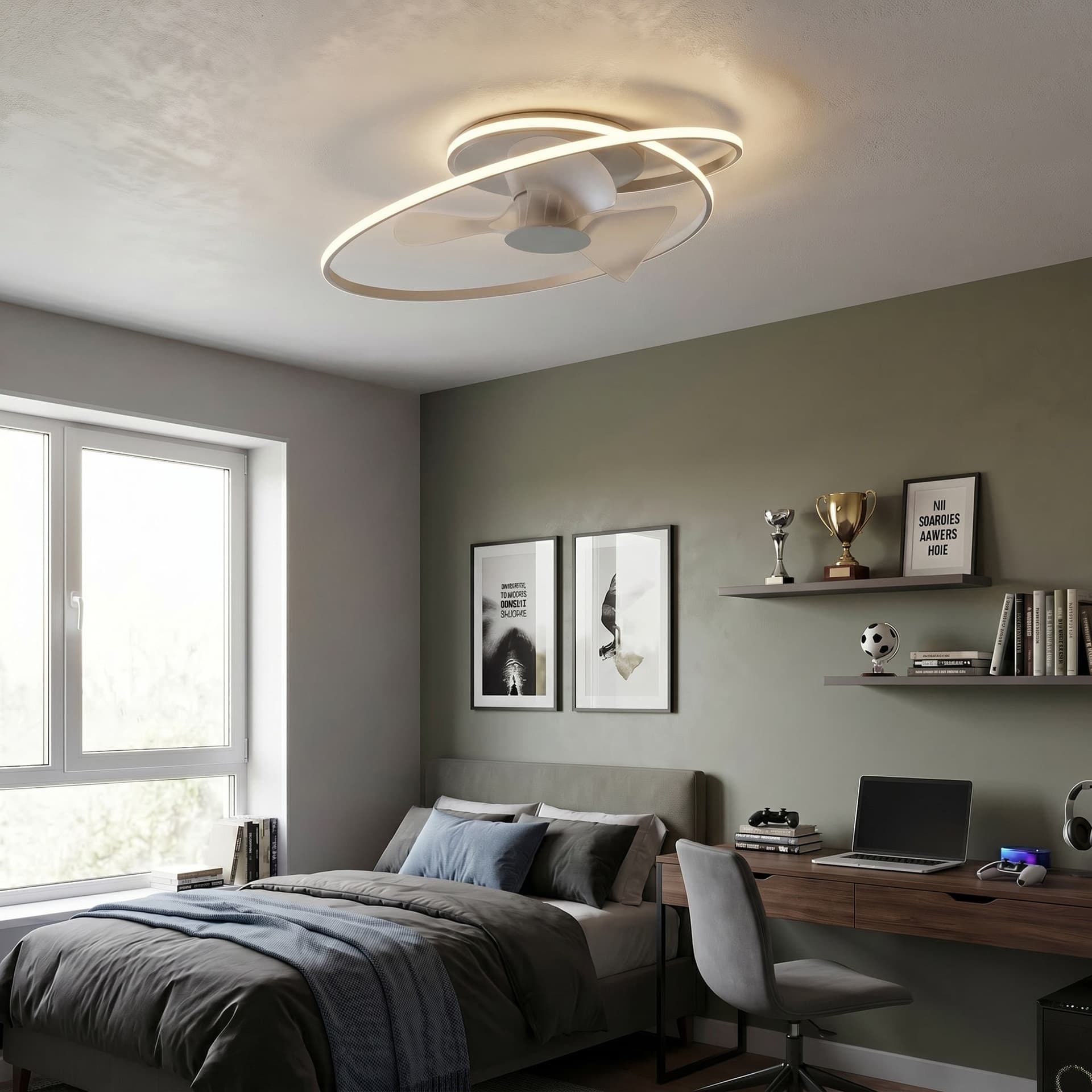 Plafoniera Moderna LED 60W con Ventilatore Bianco o Nero - 6