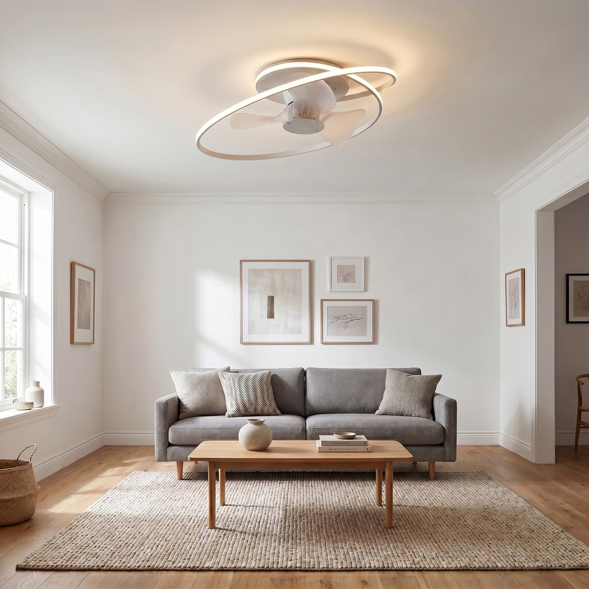 Plafoniera Moderna LED 60W con Ventilatore Bianco o Nero - 7
