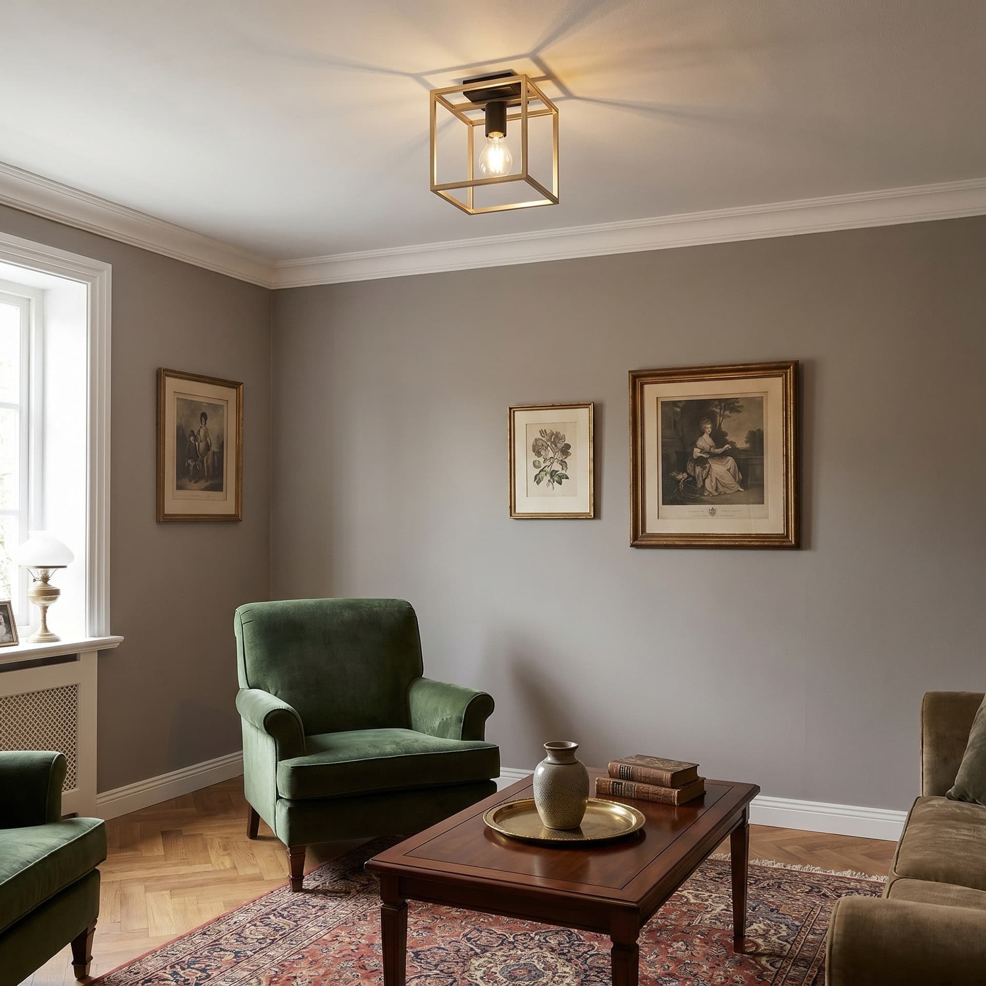 Plafoniera dal design moderno per interni Nera con finiture in oro 1XE27 - 2