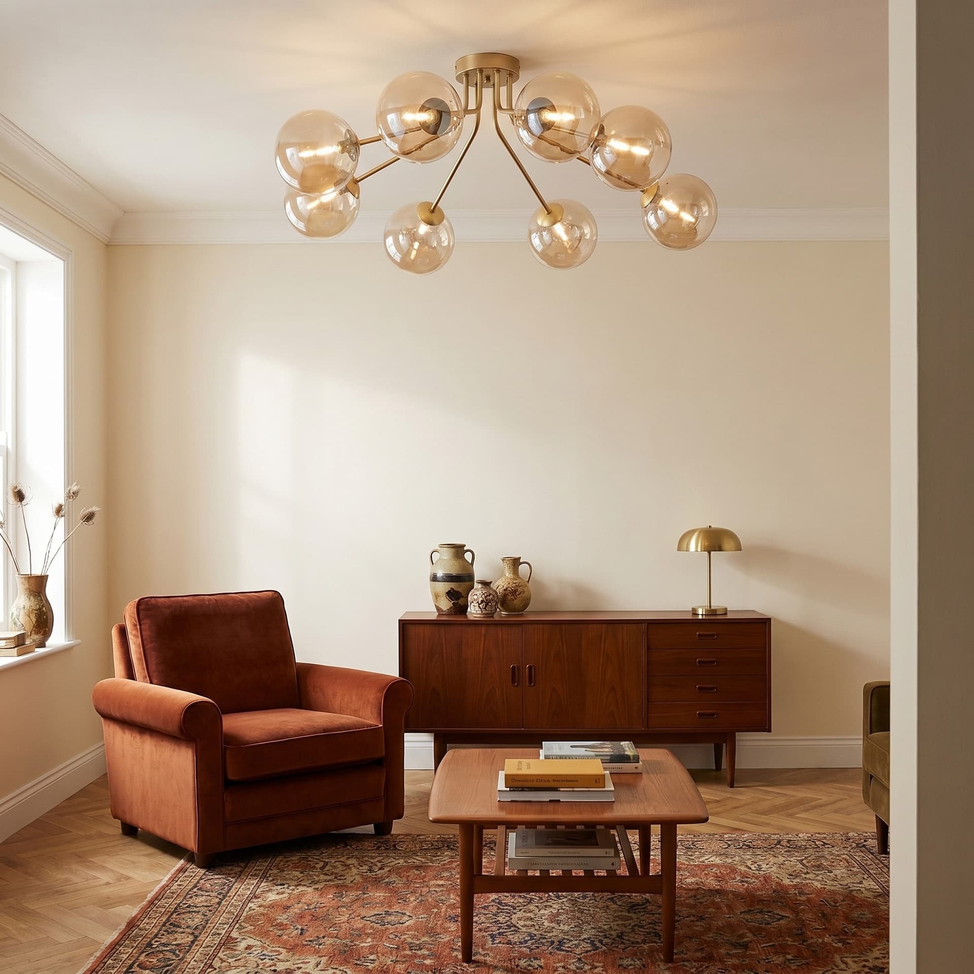 Plafoniera design moderno da interno per soffitto disponibile in ottone o nero 8XG9 - 3