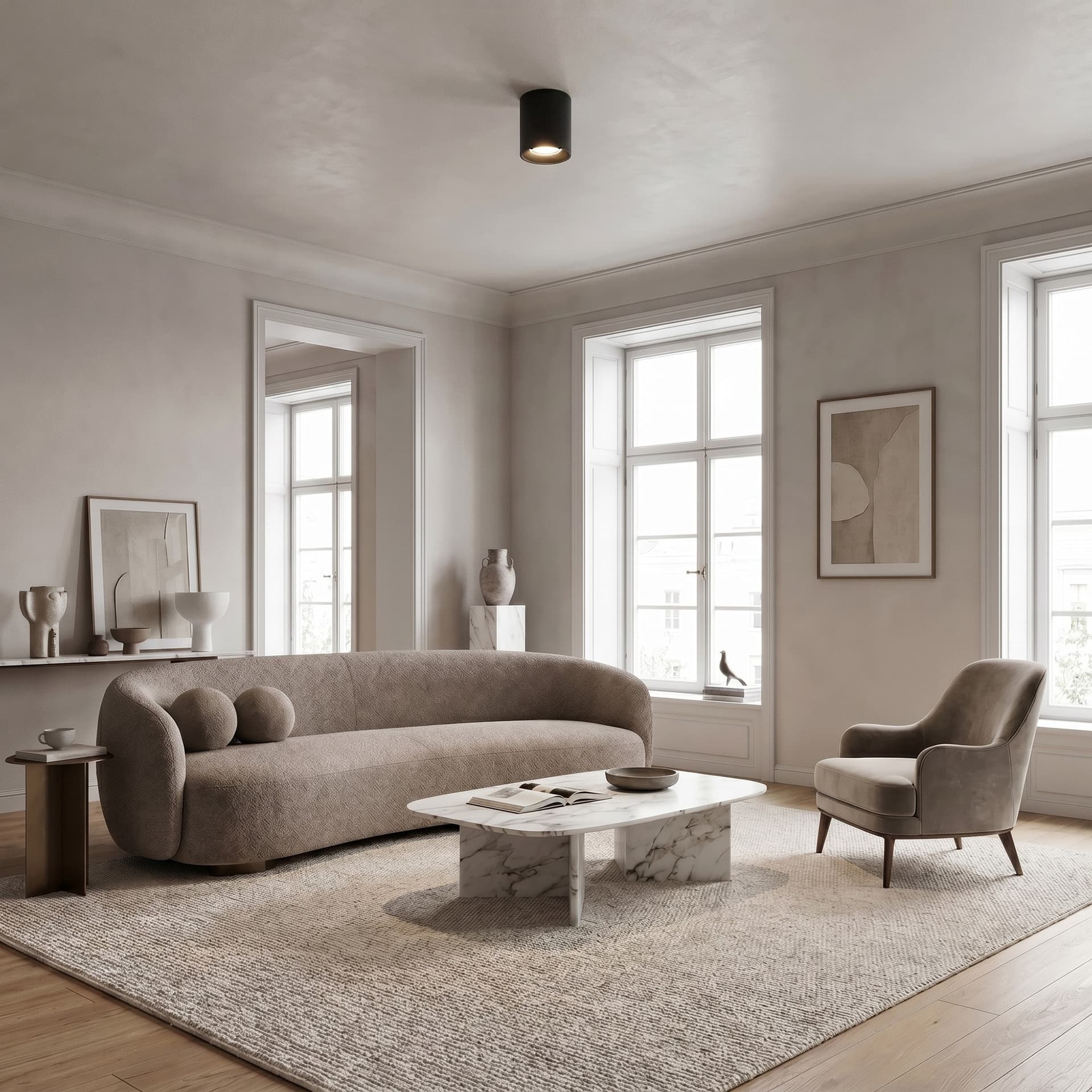 Plafoniera tonda dal design moderno disponibile nera o bianca 1XGU10 - 2