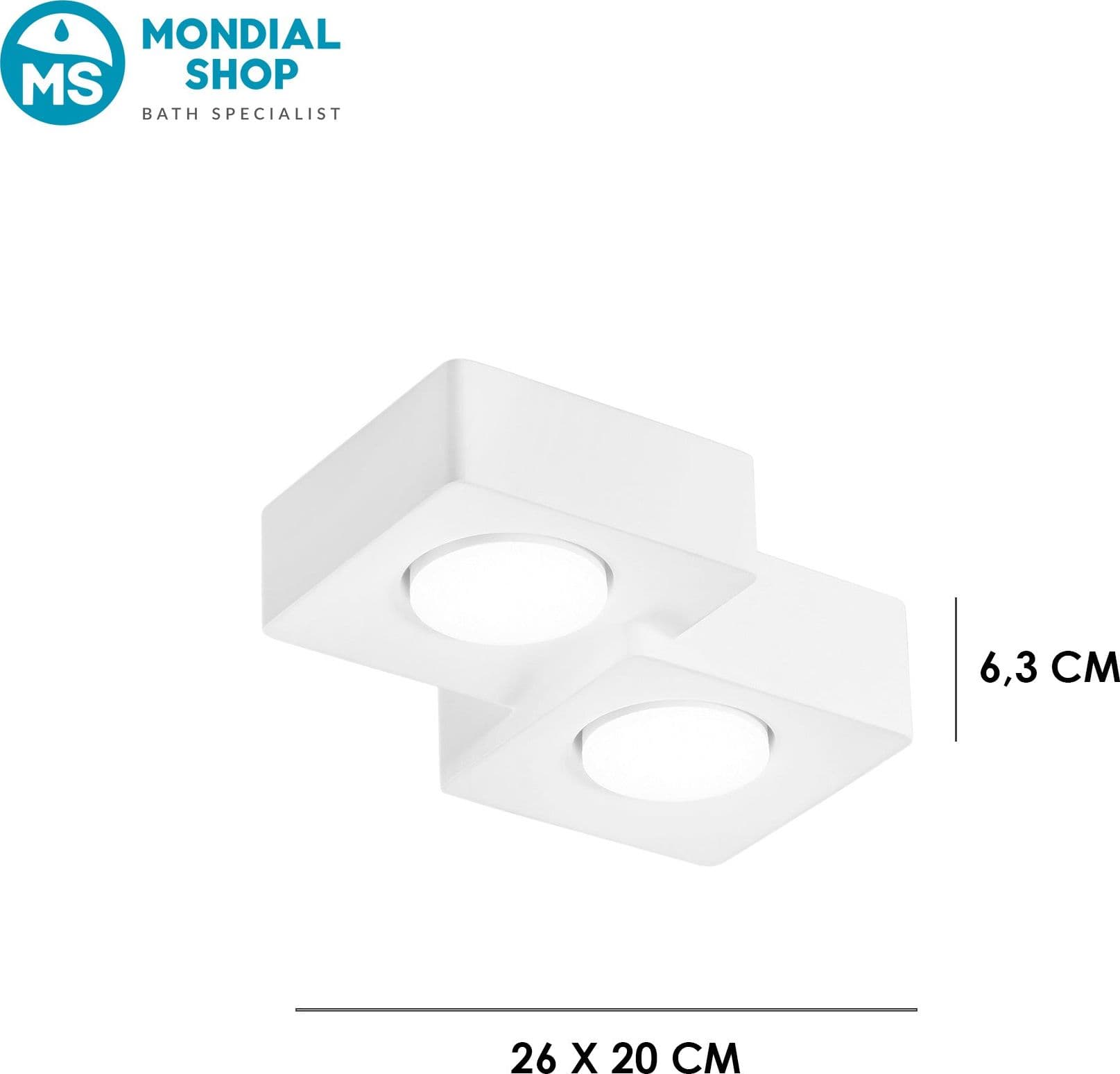 Plafoniera moderna bianca con 2 attacchi GX53 design minimale per corridoio e ingresso - 3