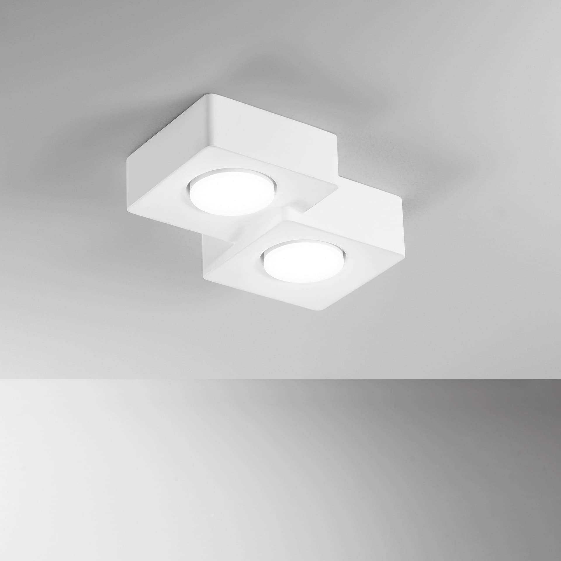 Plafoniera moderna bianca con 2 attacchi GX53 design minimale per corridoio e ingresso - 5