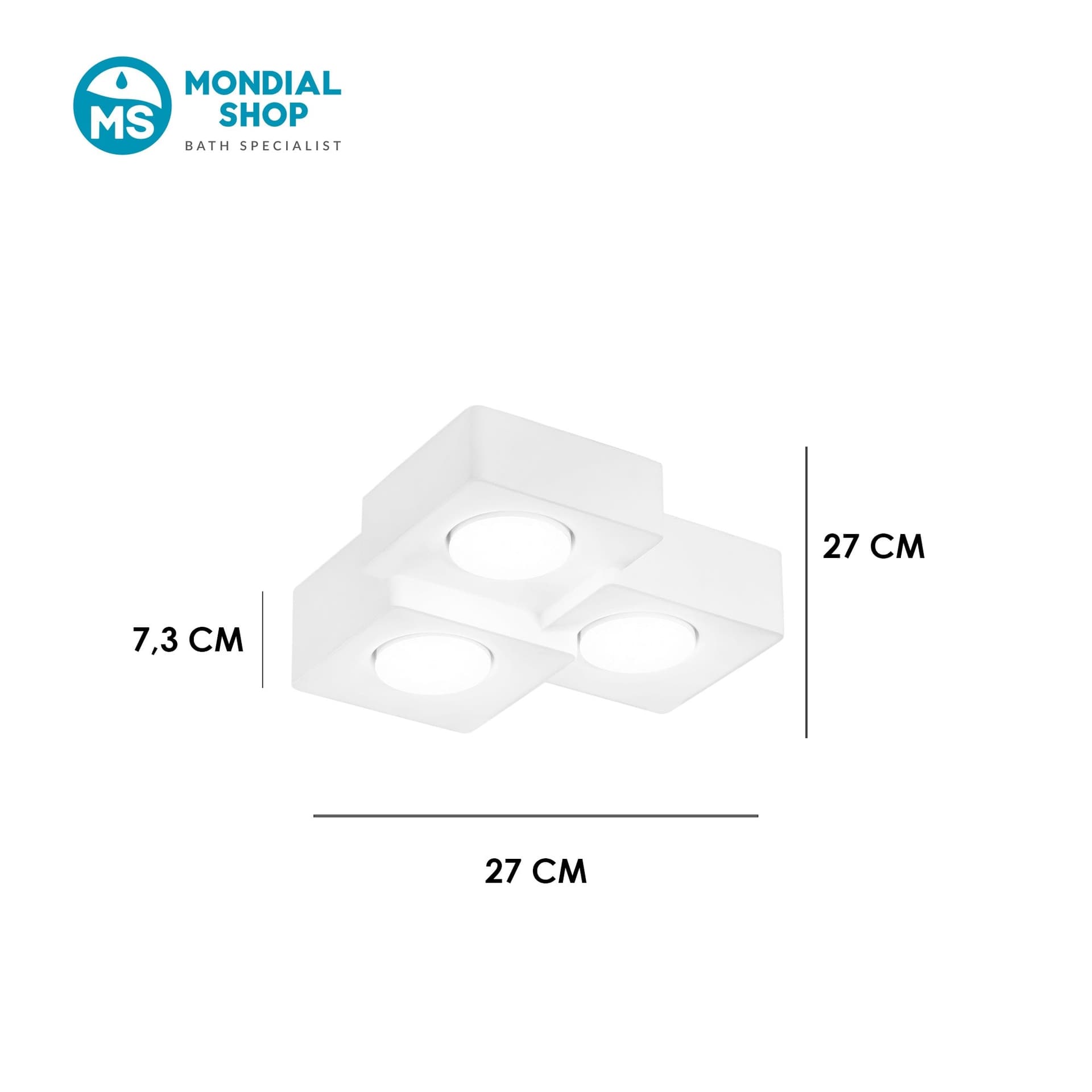 Lampada da soffitto bianca 3XGX53 Formato quadrato Ideale per cucina e corridoio - 3
