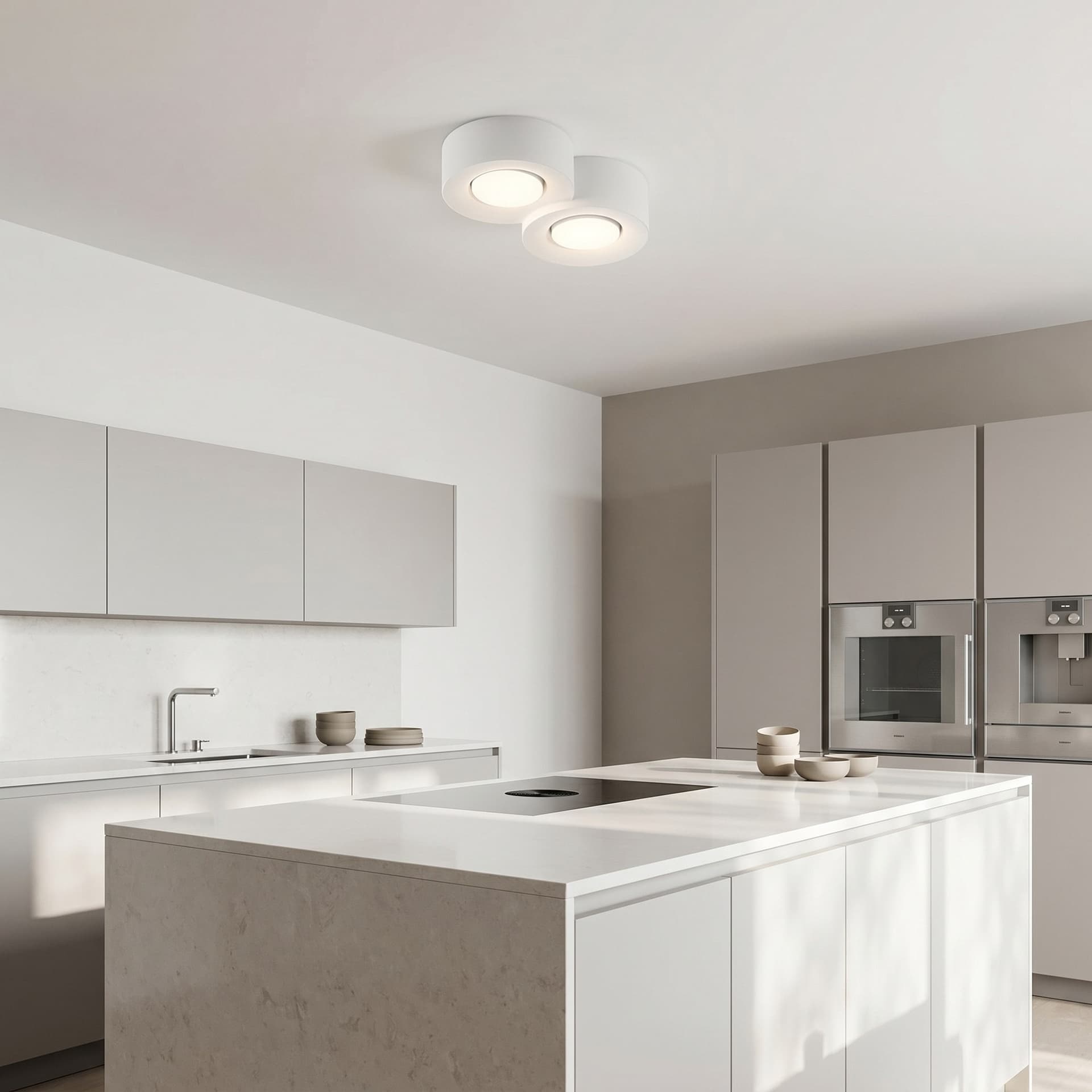 Plafoniera moderna bianca tonda 2XGX53 LED Plafoniera a Doppia luce per casa e ufficio - 2