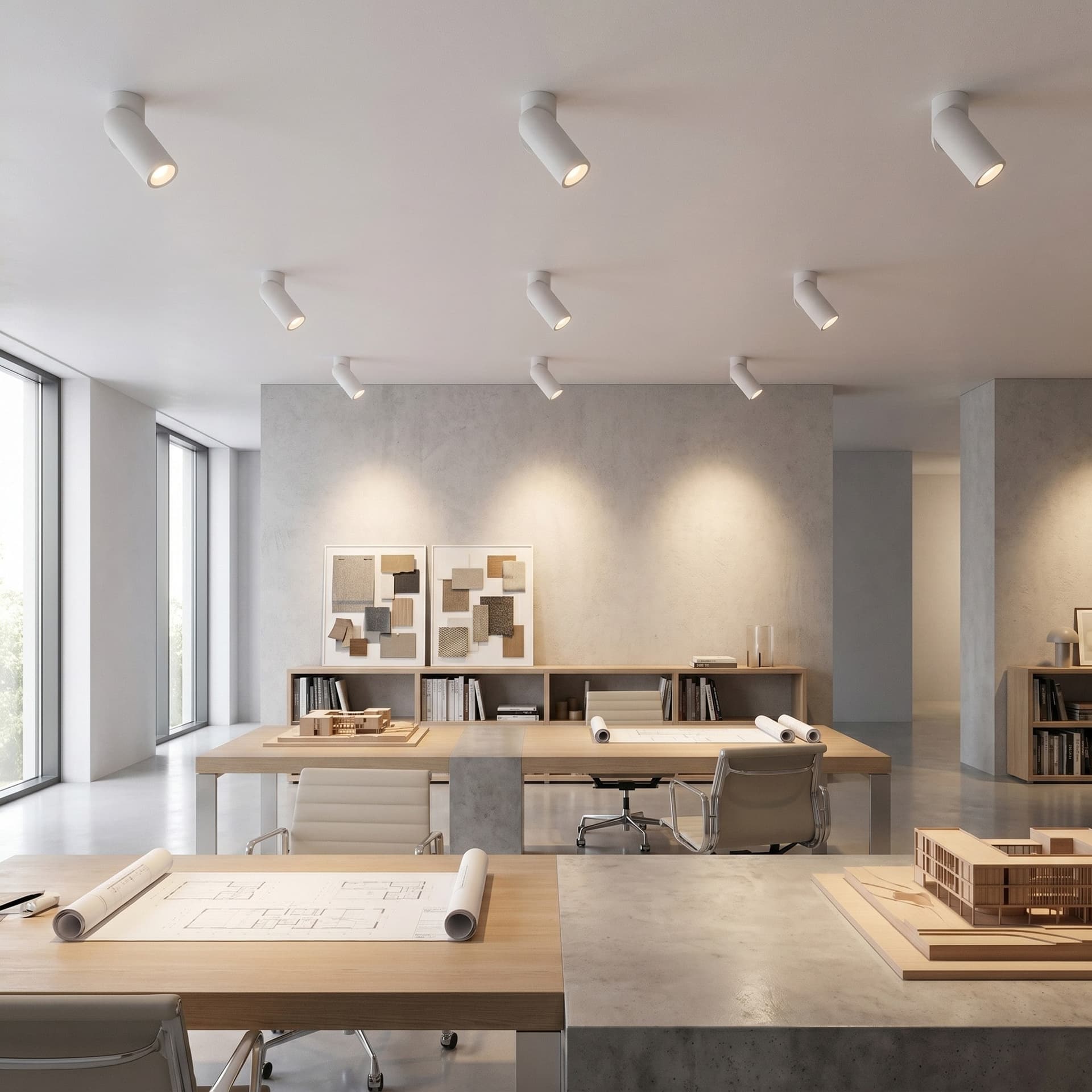 Plafoniera moderna per interni Bianca o Nera 1XGU10 Design tubolare - 3