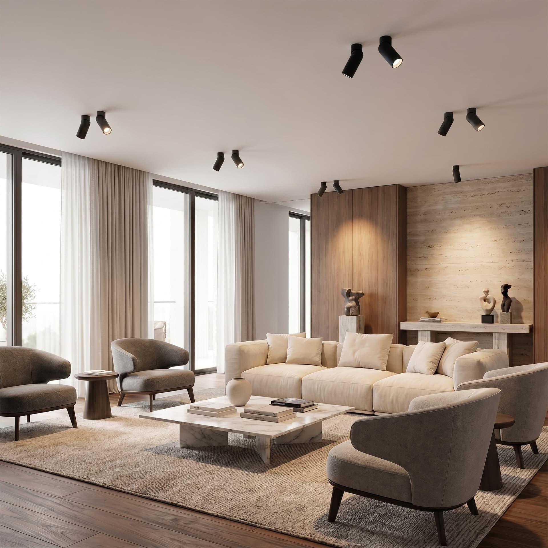Plafoniera moderna per interni Bianca o Nera 1XGU10 Design tubolare - 7