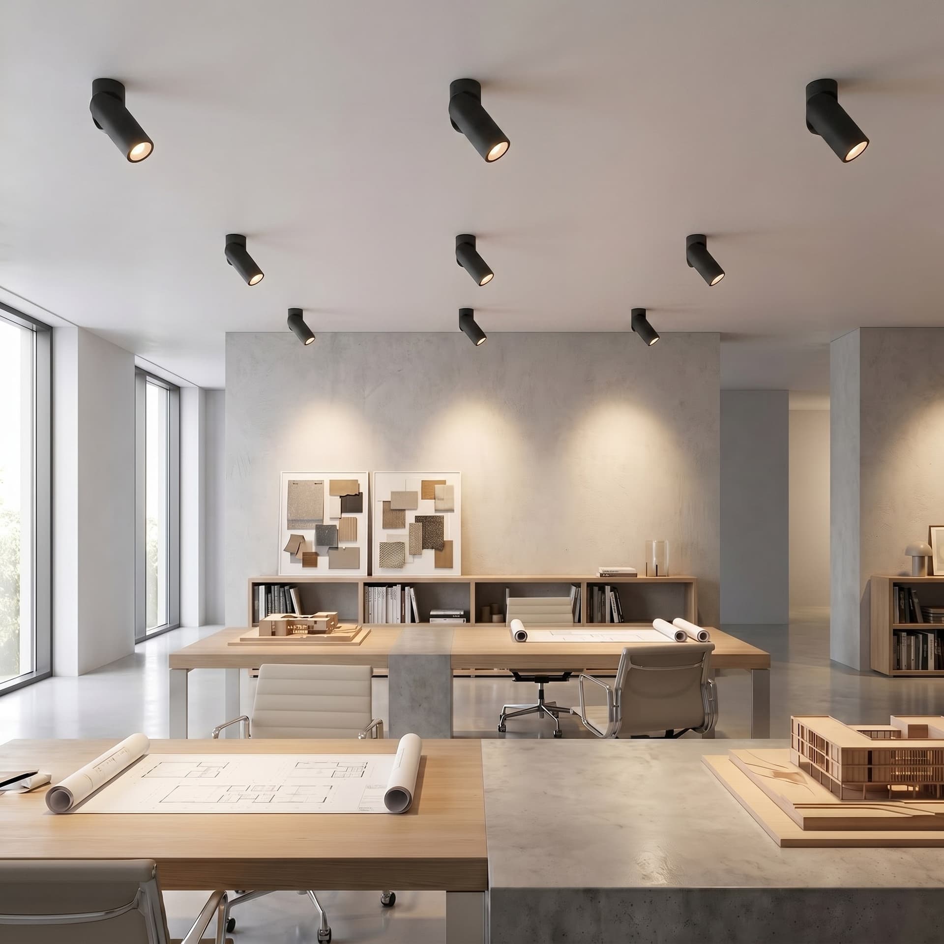 Plafoniera moderna per interni Bianca o Nera 1XGU10 Design tubolare - 8