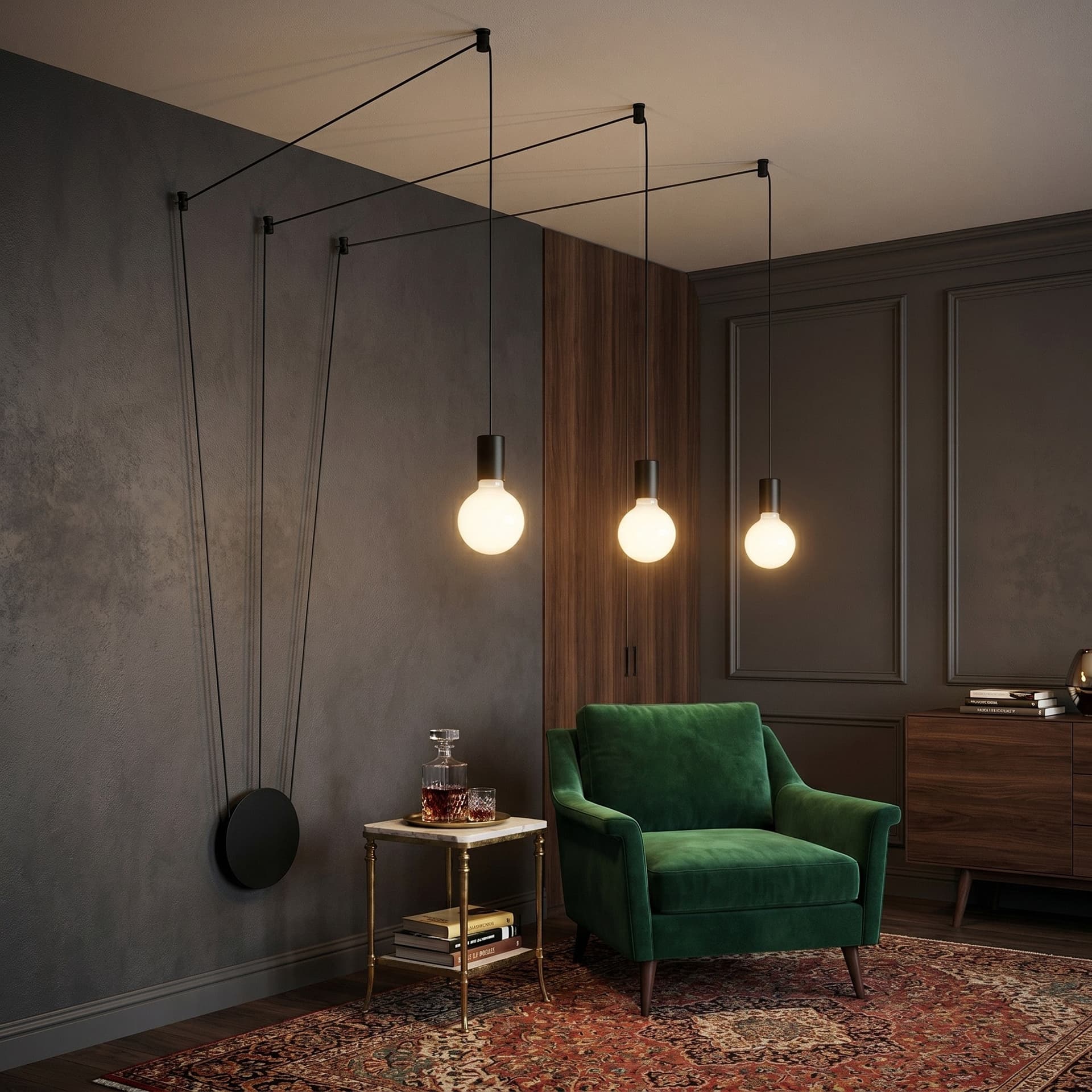 Lampadario a sospensione per interni Disponibile nera o bianca 3XE27 - 2