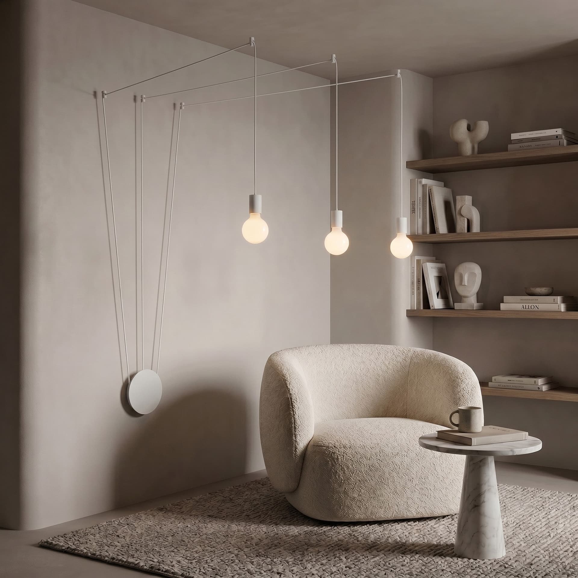 Lampadario a sospensione per interni Disponibile nera o bianca 3XE27 - 6