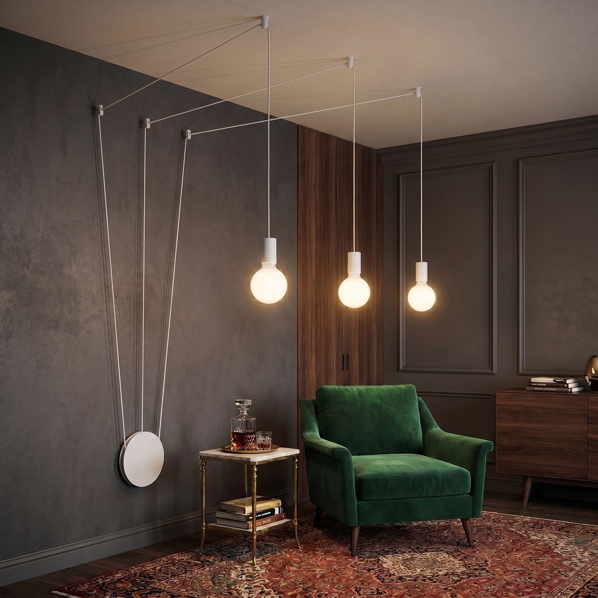 Lampadario a sospensione per interni Disponibile nera o bianca 3XE27 - 7
