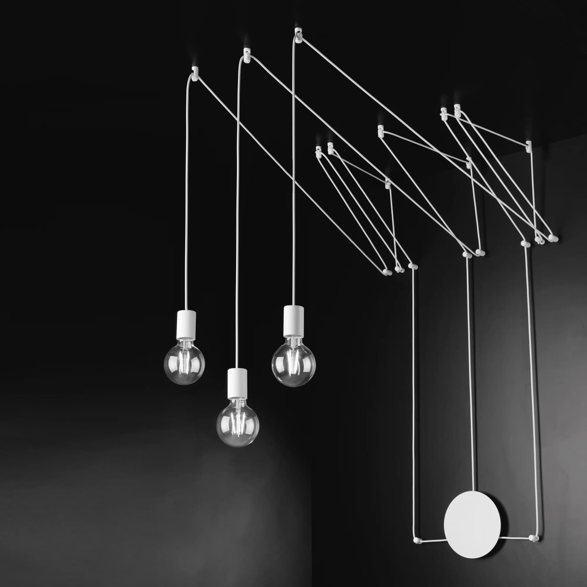 Lampadario a sospensione per interni Disponibile nera o bianca 3XE27 - 10